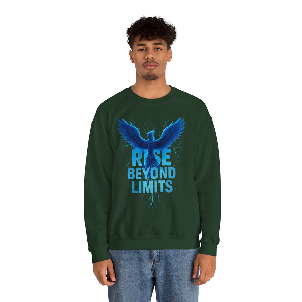 Rise Beyond Limits Crewneck Sweatshirt | Inspirational Apparel | Gift for Motivation, Casual Outfit, October Gifts, Cozy Wear