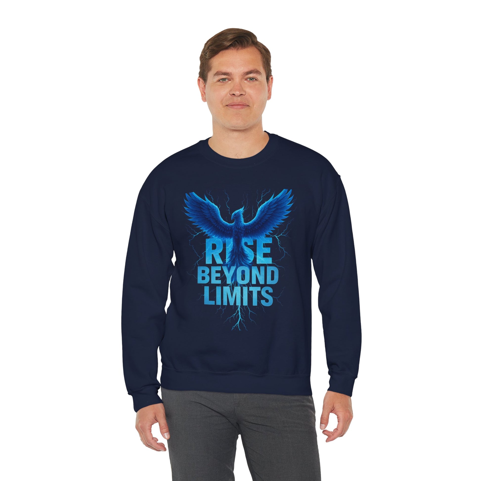 Rise Beyond Limits Crewneck Sweatshirt | Inspirational Apparel | Gift for Motivation, Casual Outfit, October Gifts, Cozy Wear