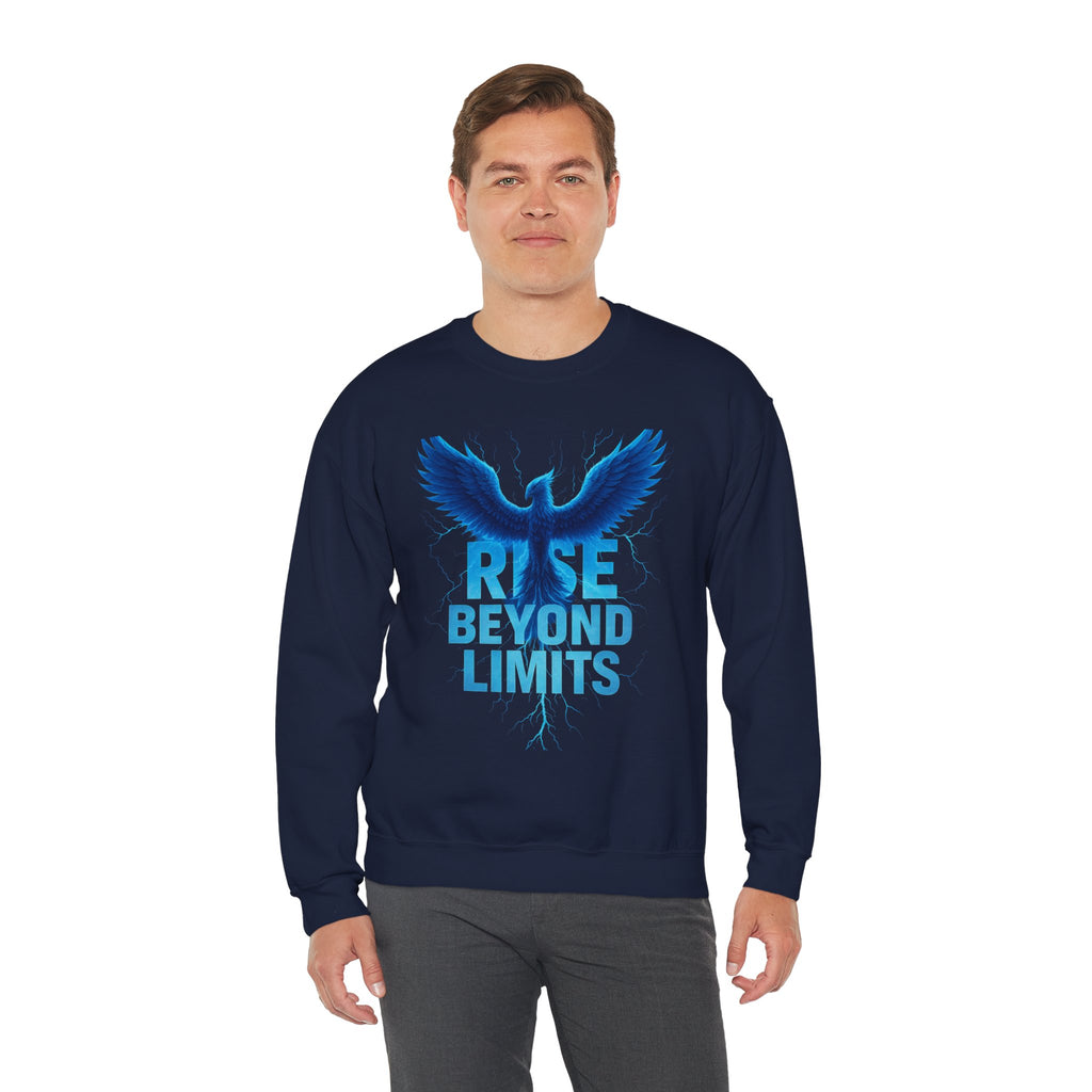 Rise Beyond Limits Crewneck Sweatshirt | Inspirational Apparel | Gift for Motivation, Casual Outfit, October Gifts, Cozy Wear