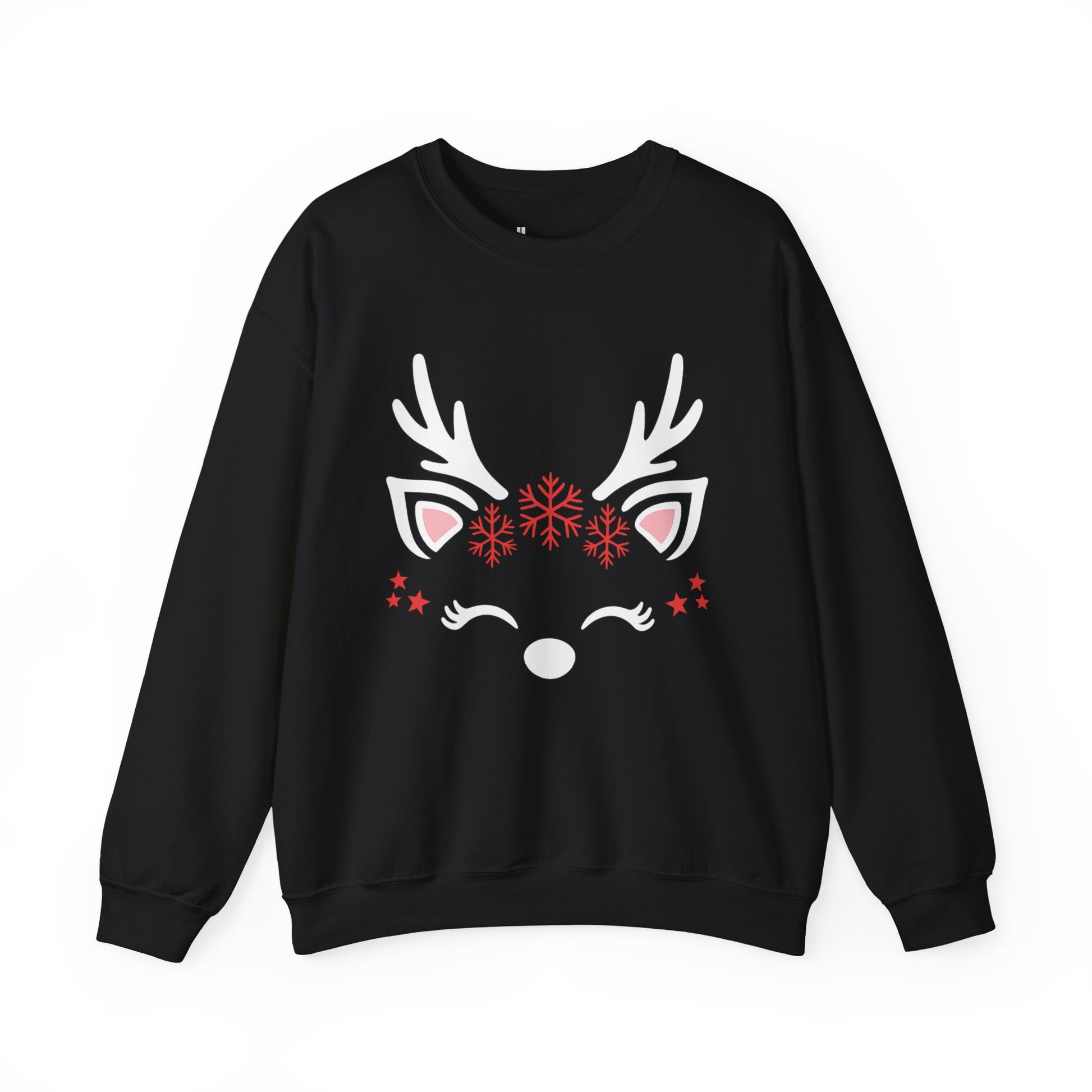 Reindeer Face Holiday Crewneck Sweatshirt
