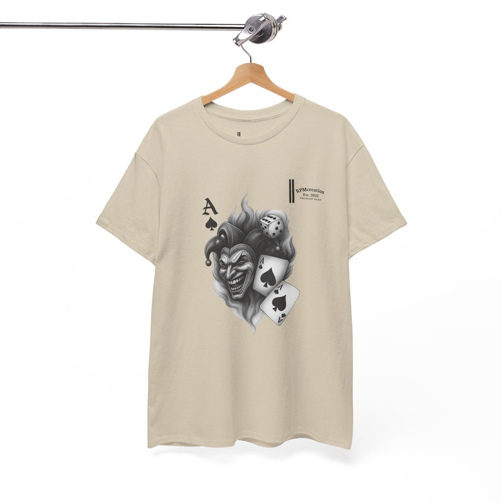 Unisex Heavy Cotton Tee with Joker Design - Perfect for Game Night, Halloween, Casual Wear, Gift for Gamers, Graphic Tee