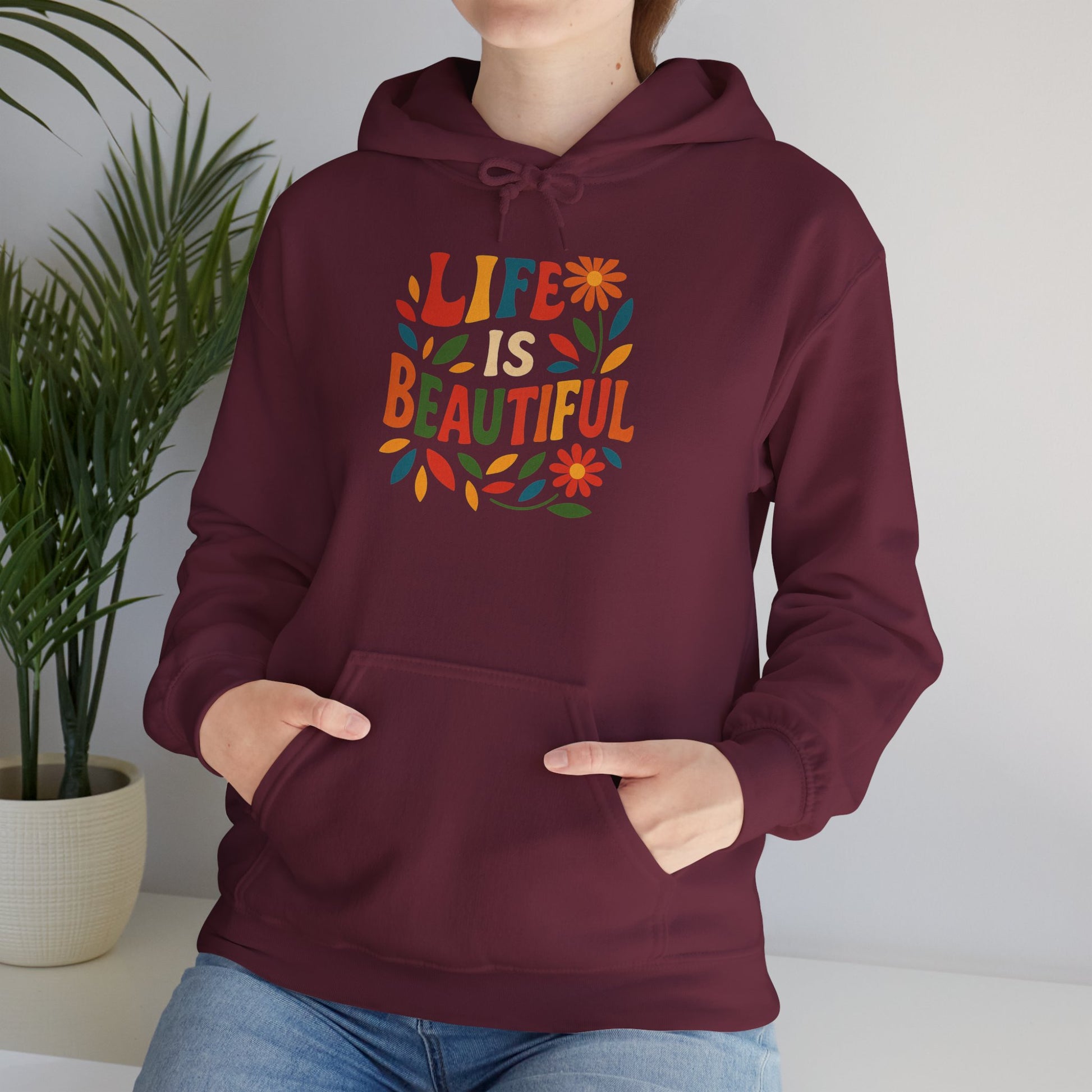 Life is Beautiful Hoodie, Cozy Sweatshirt, Inspirational Gift, Spring Style, Everyday Comfort, Unisex Fashion