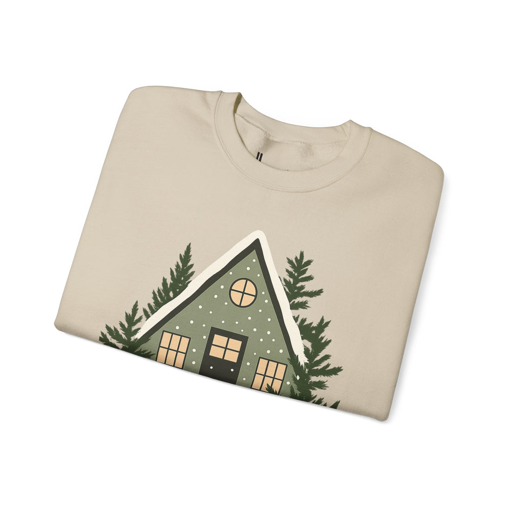 Cozy A-Frame Cabin Sweatshirt — Winter Cottage Crewneck