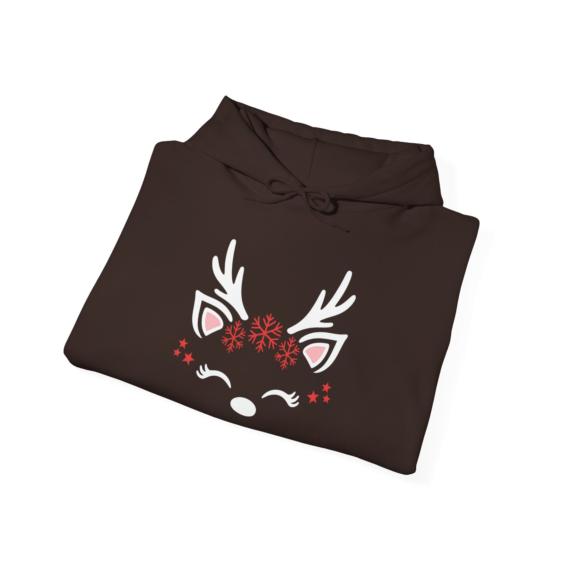 Reindeer Face Hoodie — Cute Minimal Christmas Sweatshirt