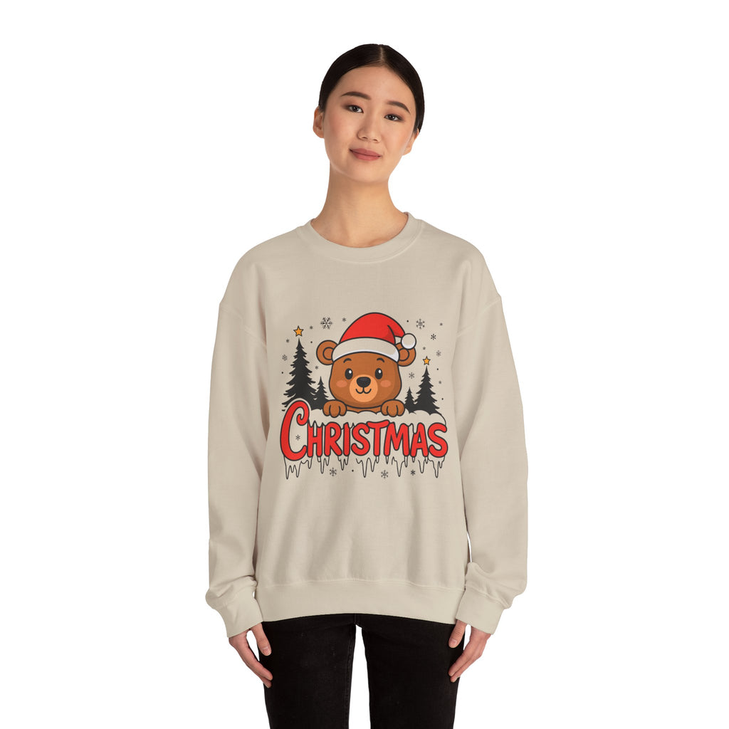 Christmas Bear Crewneck Sweatshirt – Cute Santa Bear Holiday Sweater