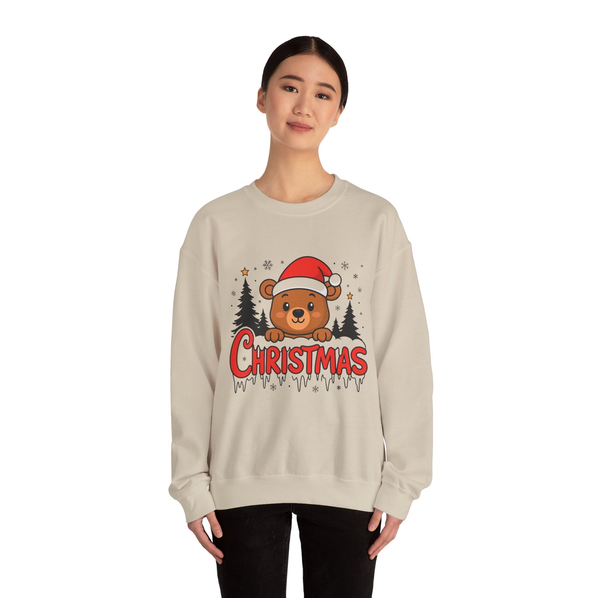 Christmas Bear Crewneck Sweatshirt – Cute Santa Bear Holiday Sweater