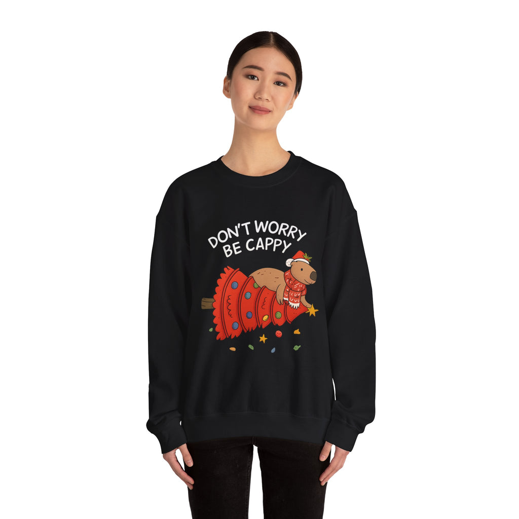 Sweatshirt — 'Don’t Worry, Be Capy' Cute Capybara Holiday Pullover