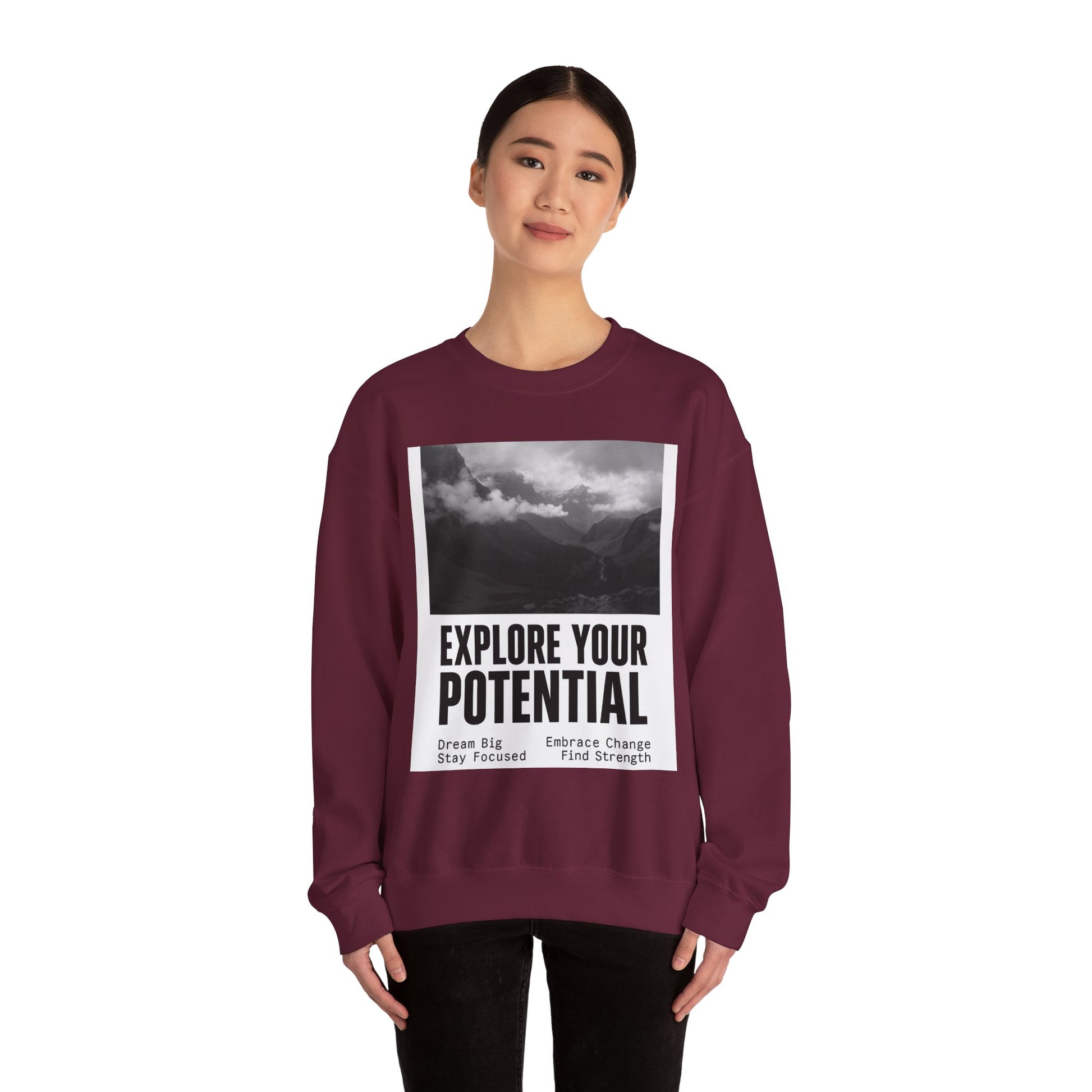 Inspirational Crewneck Sweatshirt for Dreamers, Explore Your Potential, Motivational Apparel, Gift for Graduates, Cozy Unisex Sweatshirt