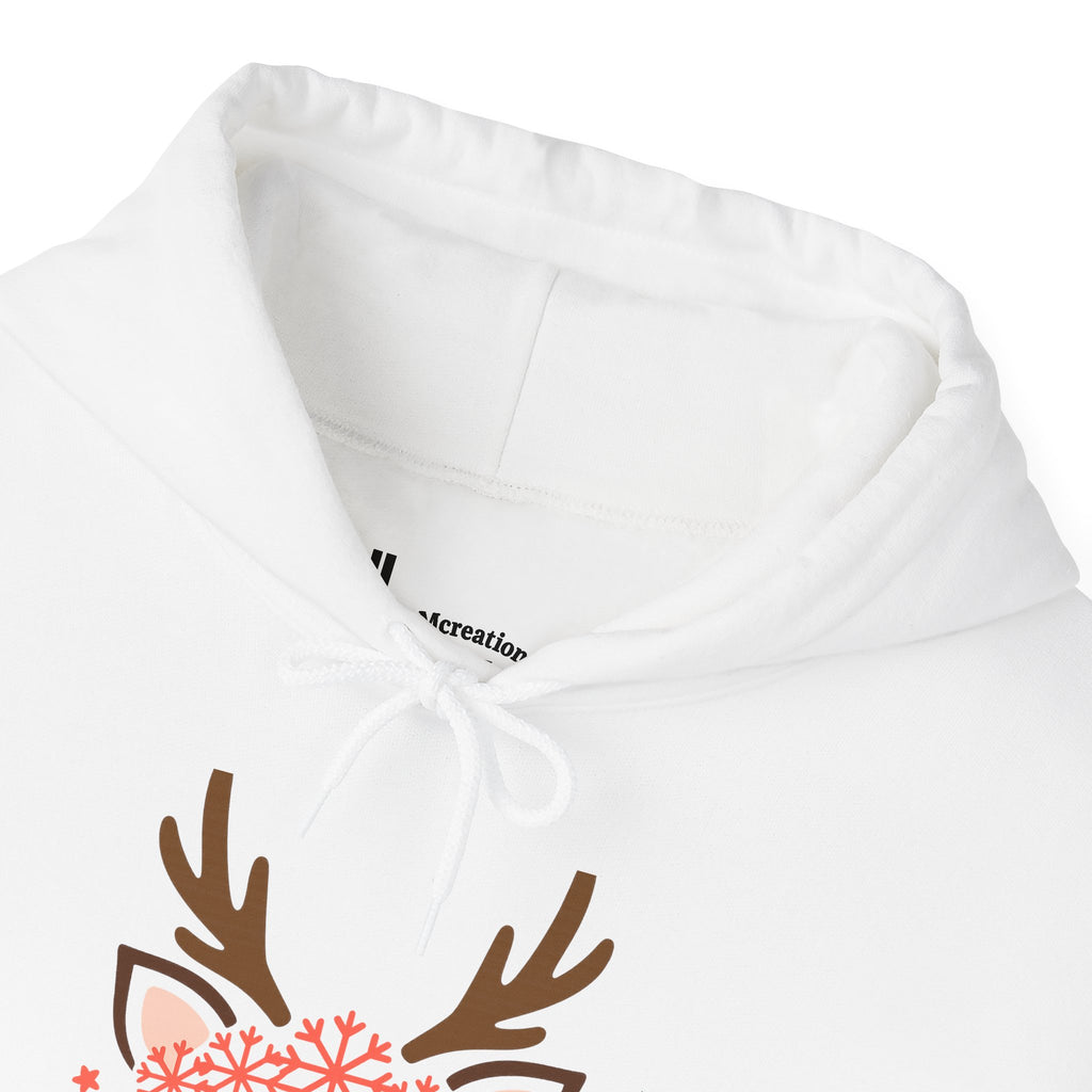Reindeer Face Floral Hoodie – Cute Christmas Reindeer Sweatshirt