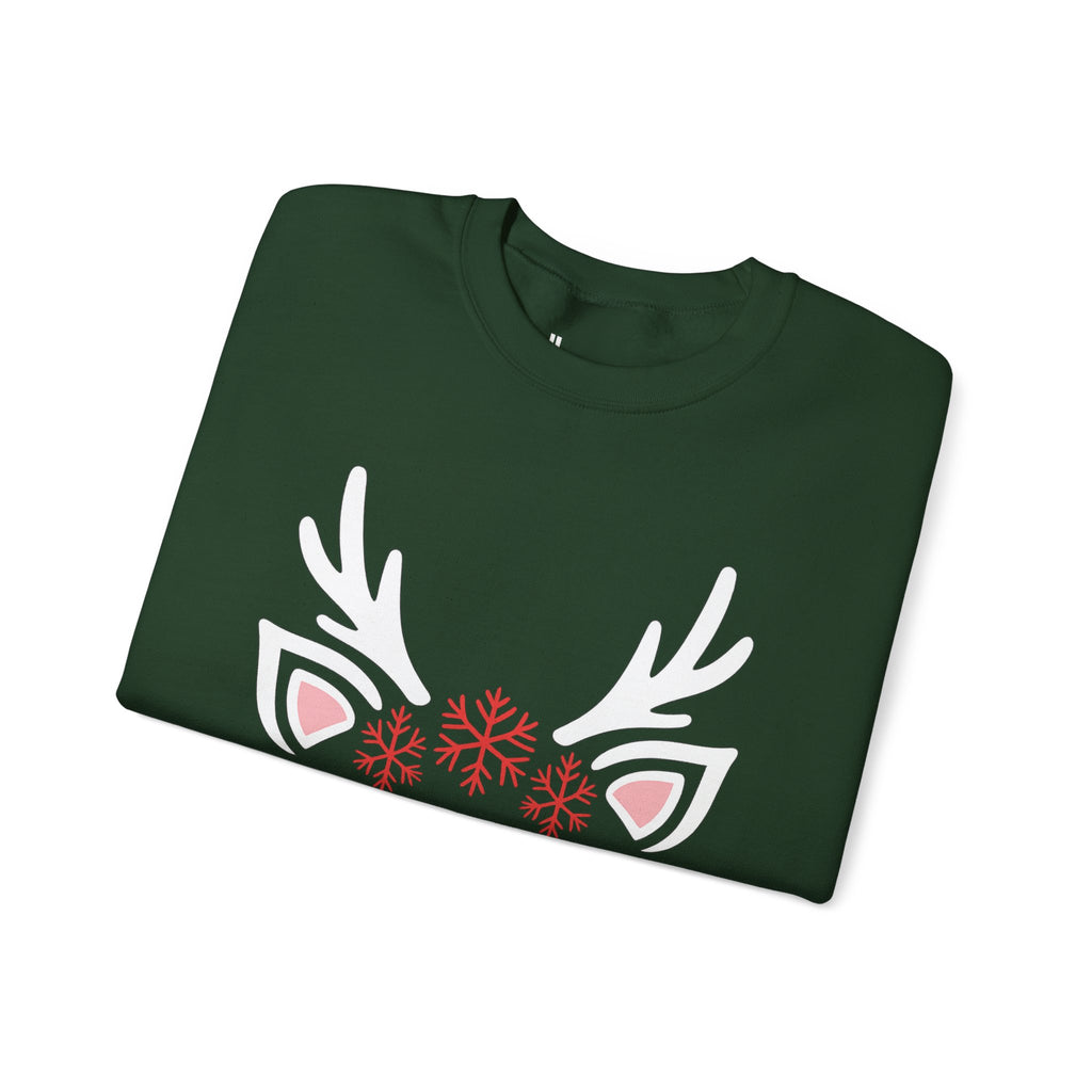Reindeer Face Holiday Crewneck Sweatshirt