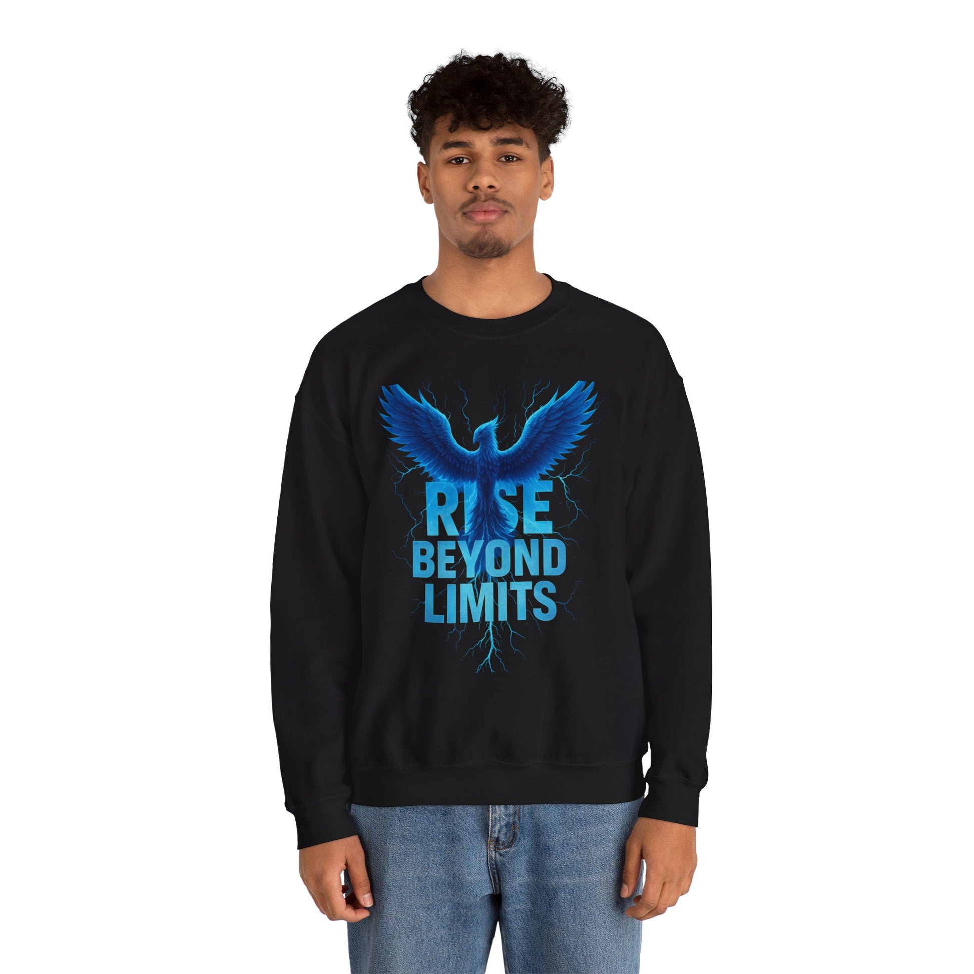 Rise Beyond Limits Crewneck Sweatshirt | Inspirational Apparel | Gift for Motivation, Casual Outfit, October Gifts, Cozy Wear