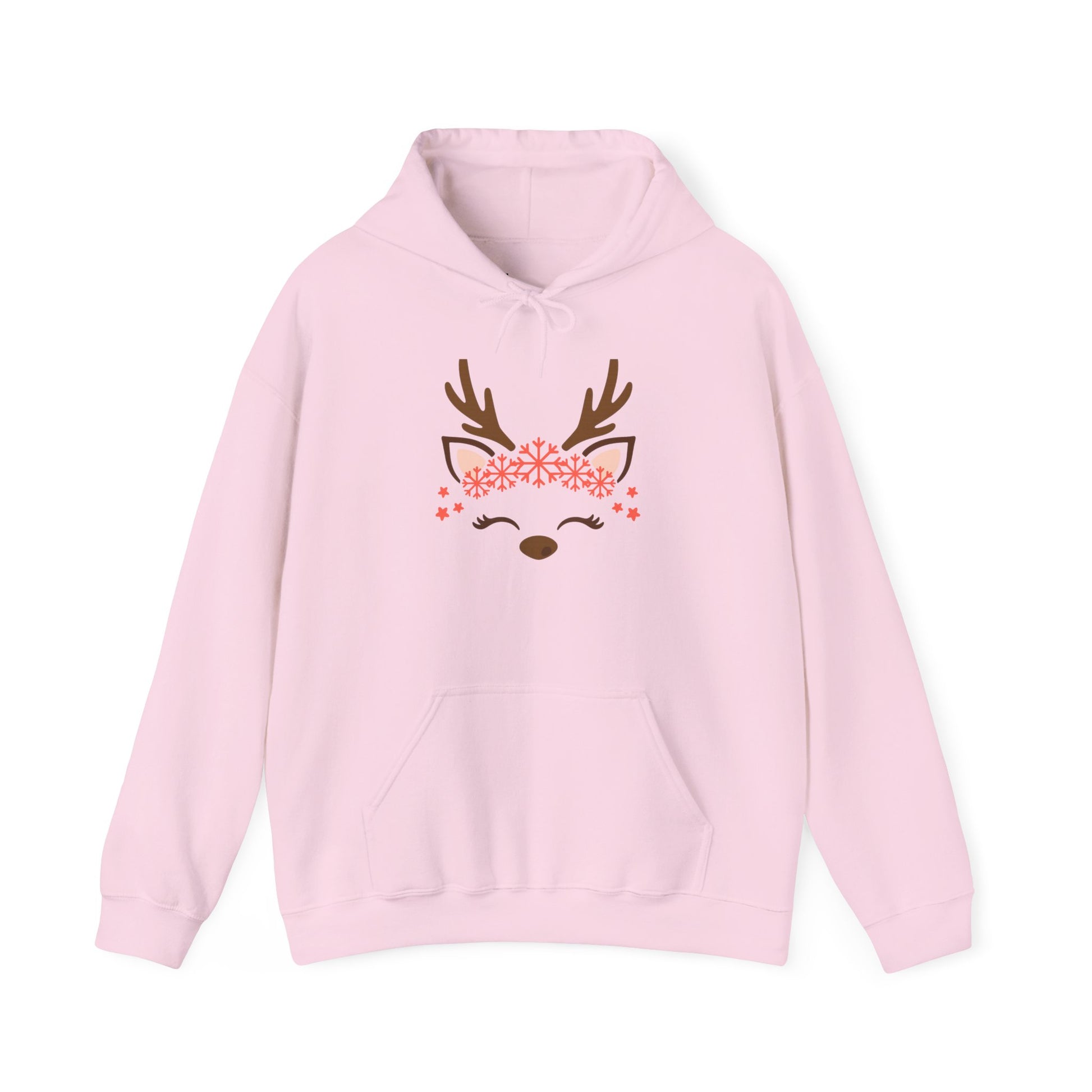 Reindeer Face Floral Hoodie – Cute Christmas Reindeer Sweatshirt