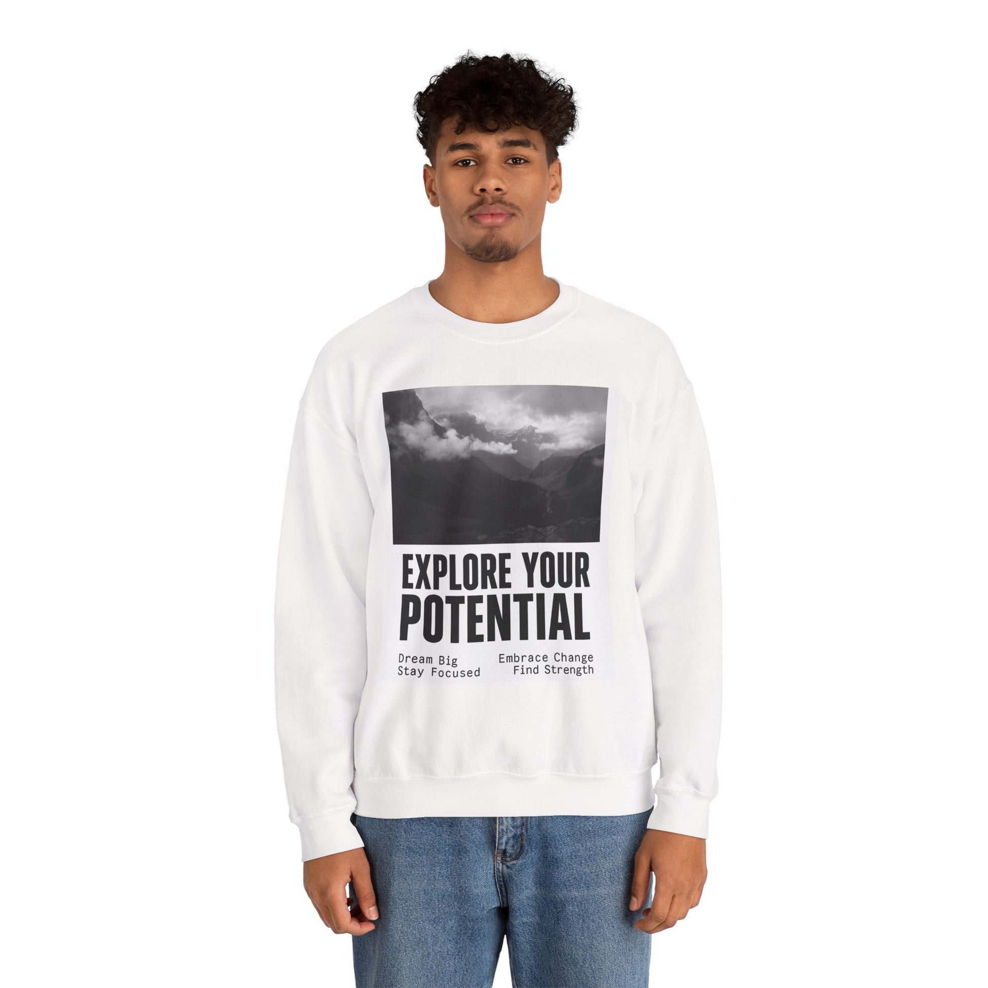 Inspirational Crewneck Sweatshirt for Dreamers, Explore Your Potential, Motivational Apparel, Gift for Graduates, Cozy Unisex Sweatshirt