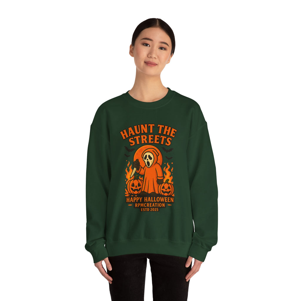 Halloween Crewneck Sweatshirt - Haunt the Streets Design