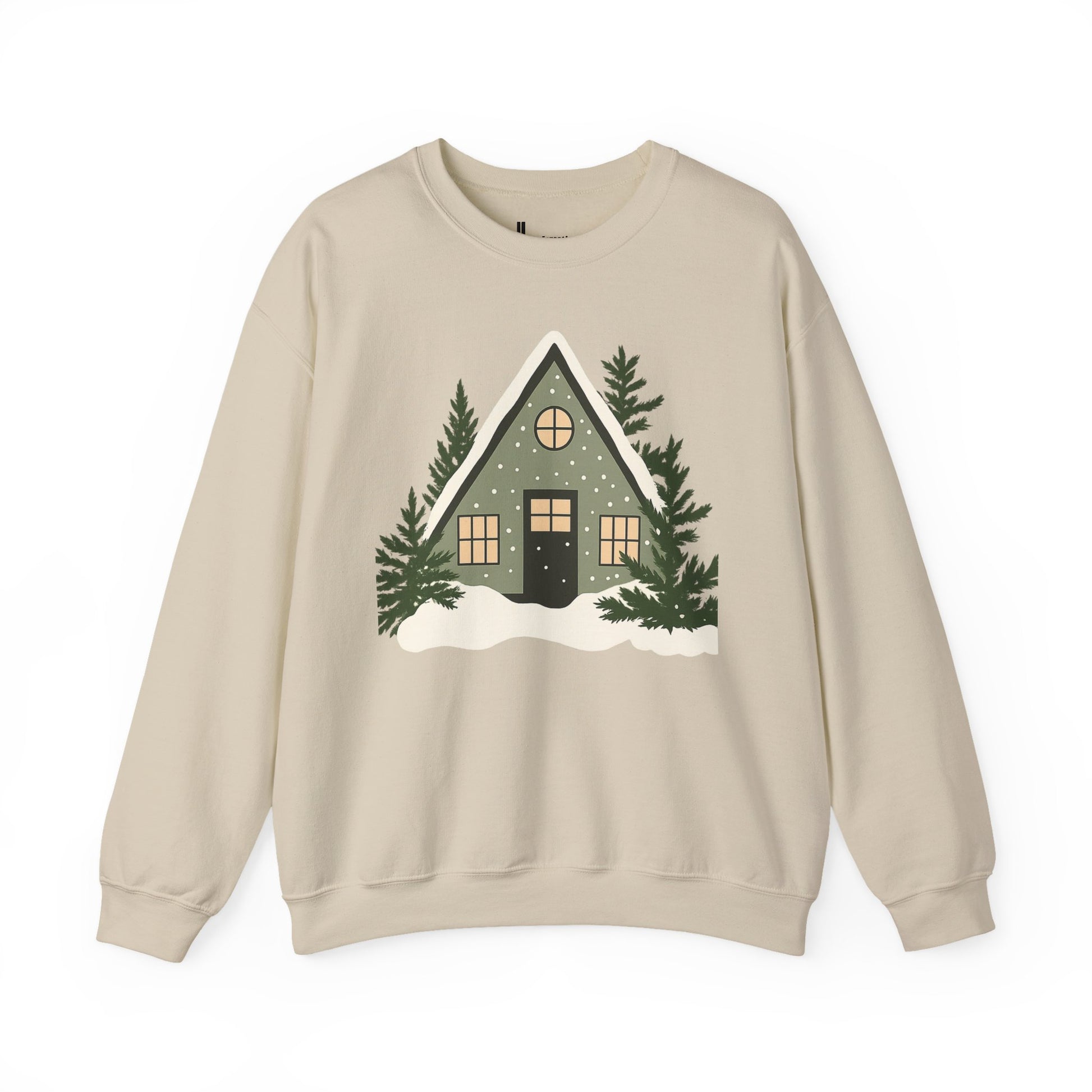 Cozy A-Frame Cabin Sweatshirt — Winter Cottage Crewneck