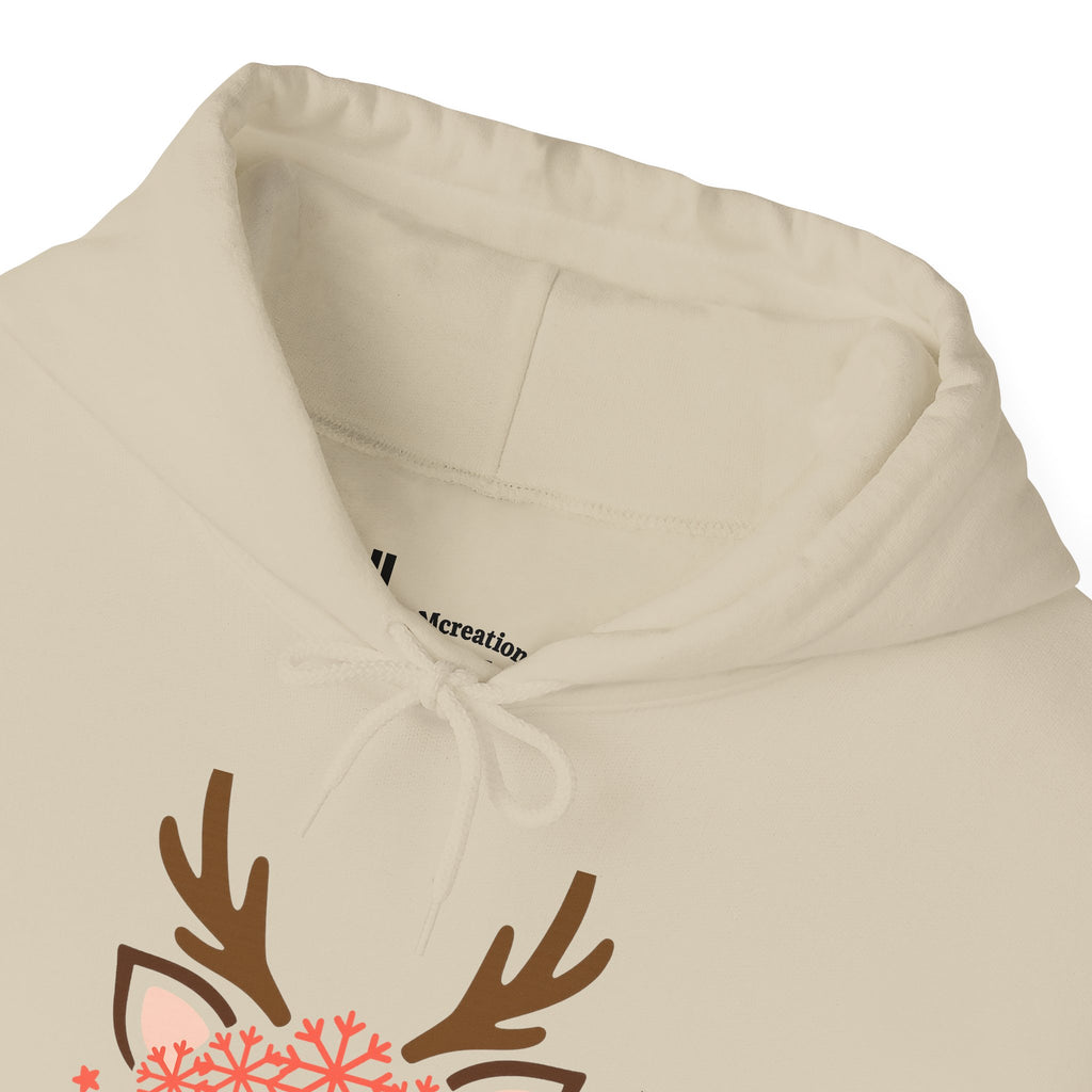 Reindeer Face Floral Hoodie – Cute Christmas Reindeer Sweatshirt