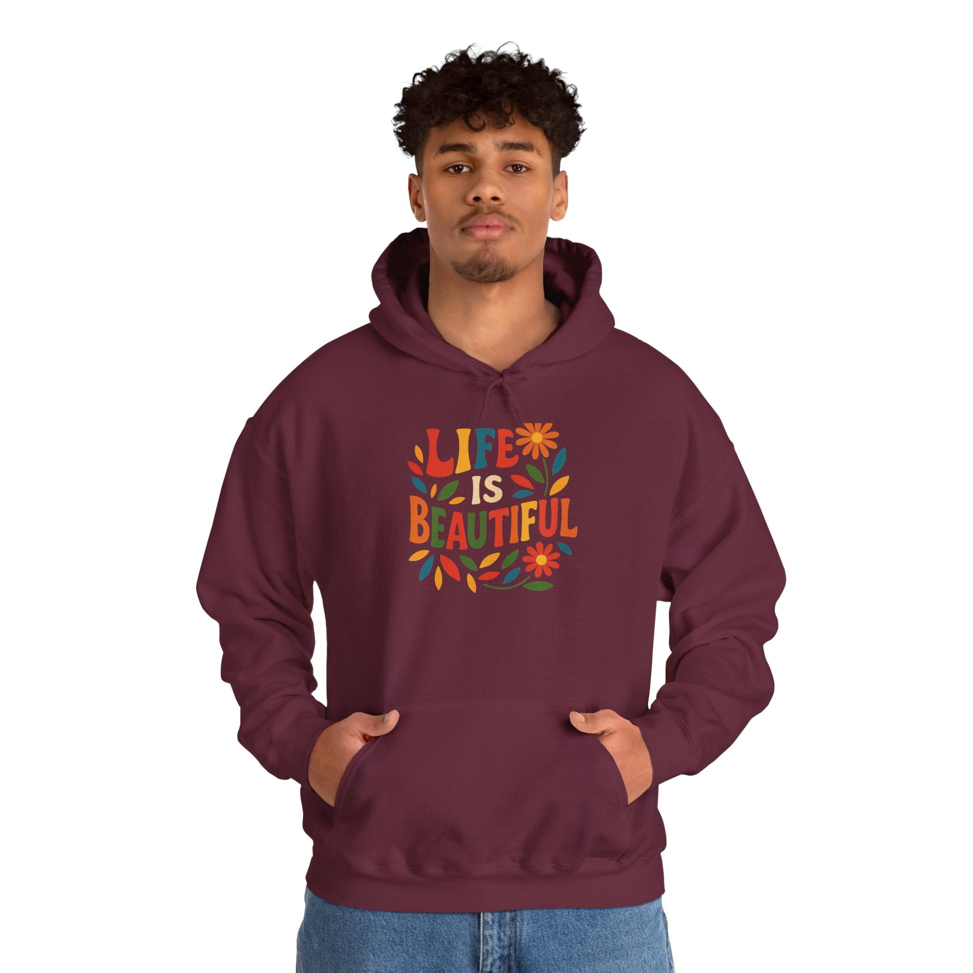 Life is Beautiful Hoodie, Cozy Sweatshirt, Inspirational Gift, Spring Style, Everyday Comfort, Unisex Fashion