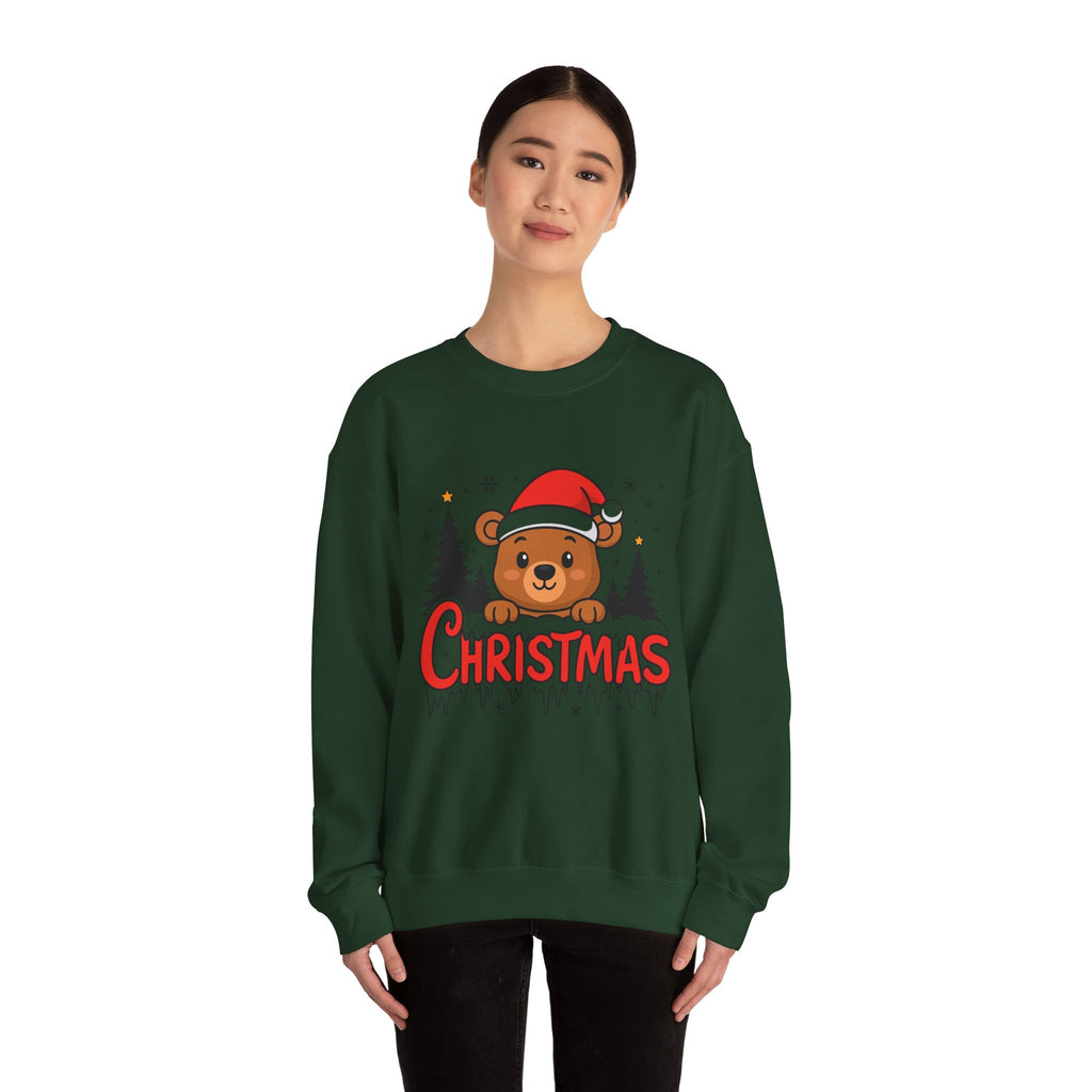 Christmas Bear Crewneck Sweatshirt – Cute Santa Bear Holiday Sweater