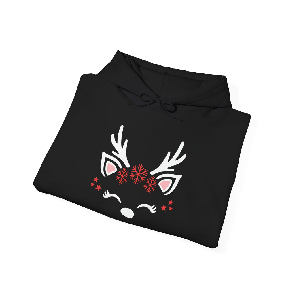 Reindeer Face Hoodie — Cute Minimal Christmas Sweatshirt