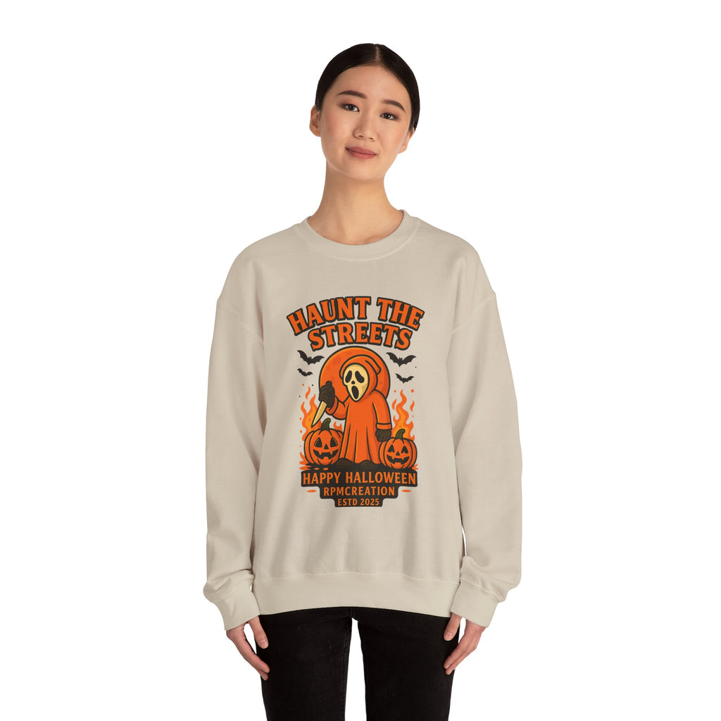 Halloween Crewneck Sweatshirt - Haunt the Streets Design