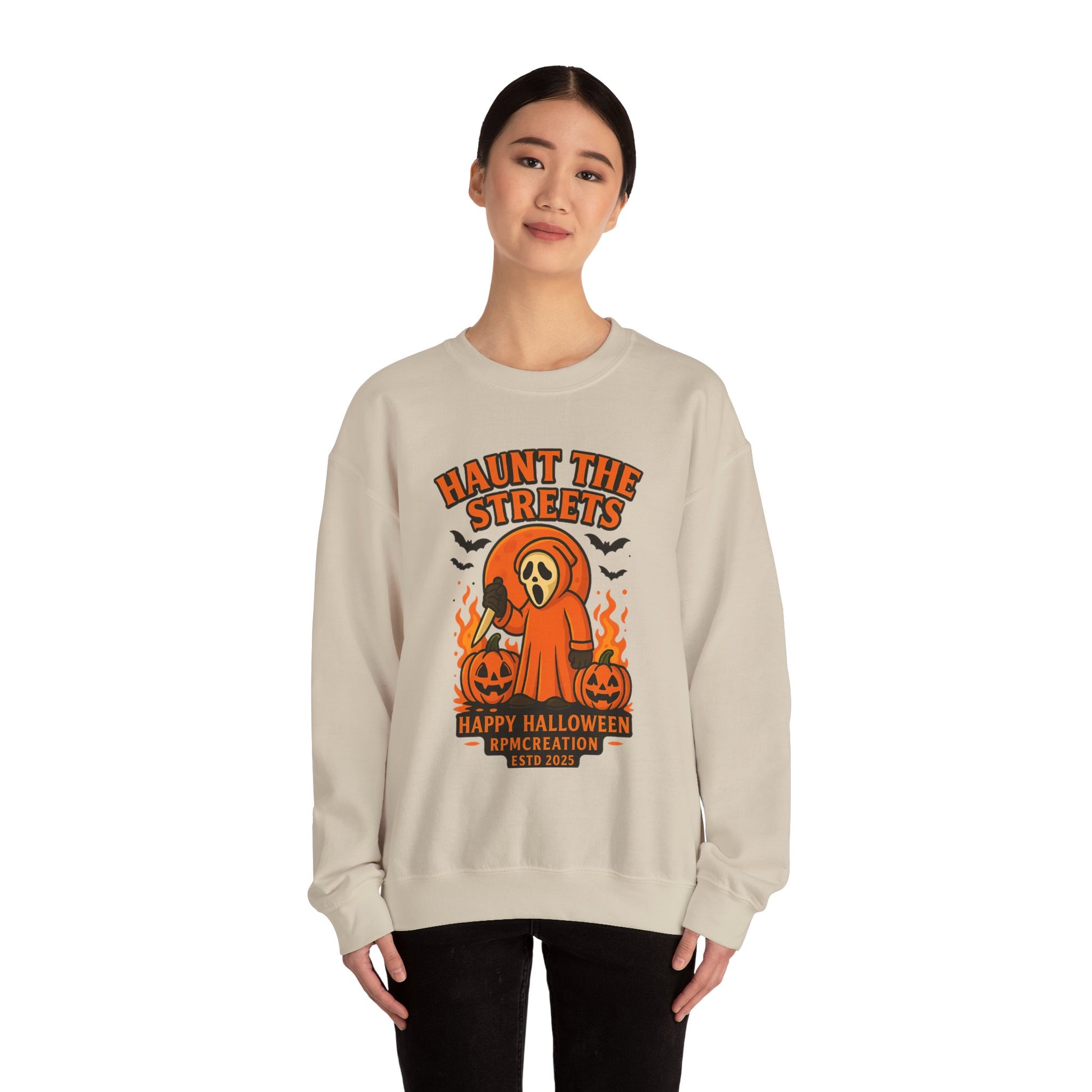 Halloween Crewneck Sweatshirt - Haunt the Streets Design