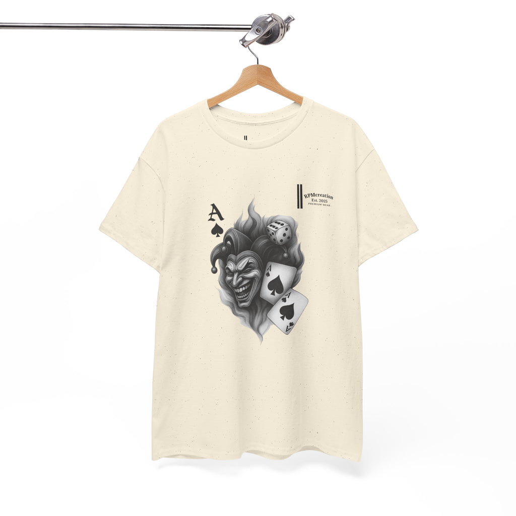 Unisex Heavy Cotton Tee with Joker Design - Perfect for Game Night, Halloween, Casual Wear, Gift for Gamers, Graphic Tee