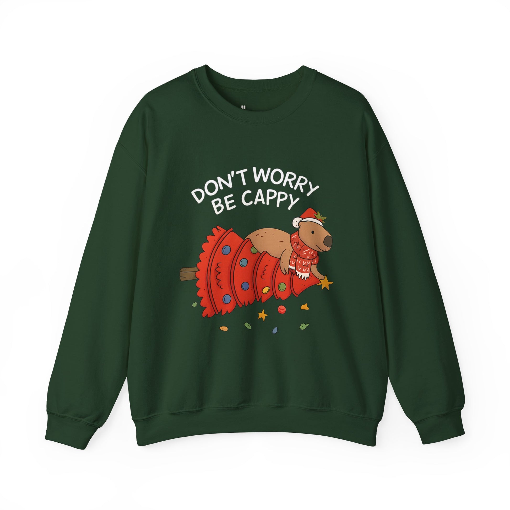 Sweatshirt — 'Don’t Worry, Be Capy' Cute Capybara Holiday Pullover