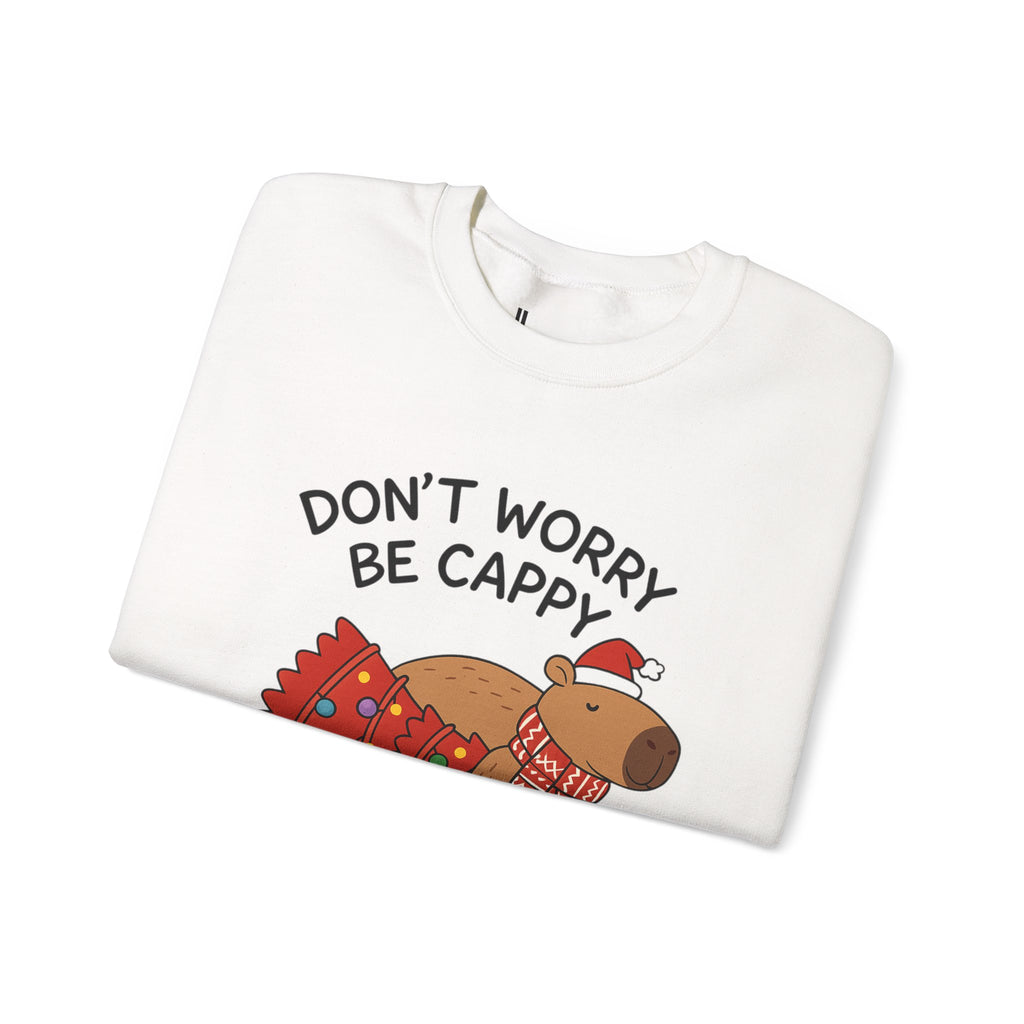 Sweatshirt — "Don't Worry Be Cappy" Holiday Capybara Crewneck