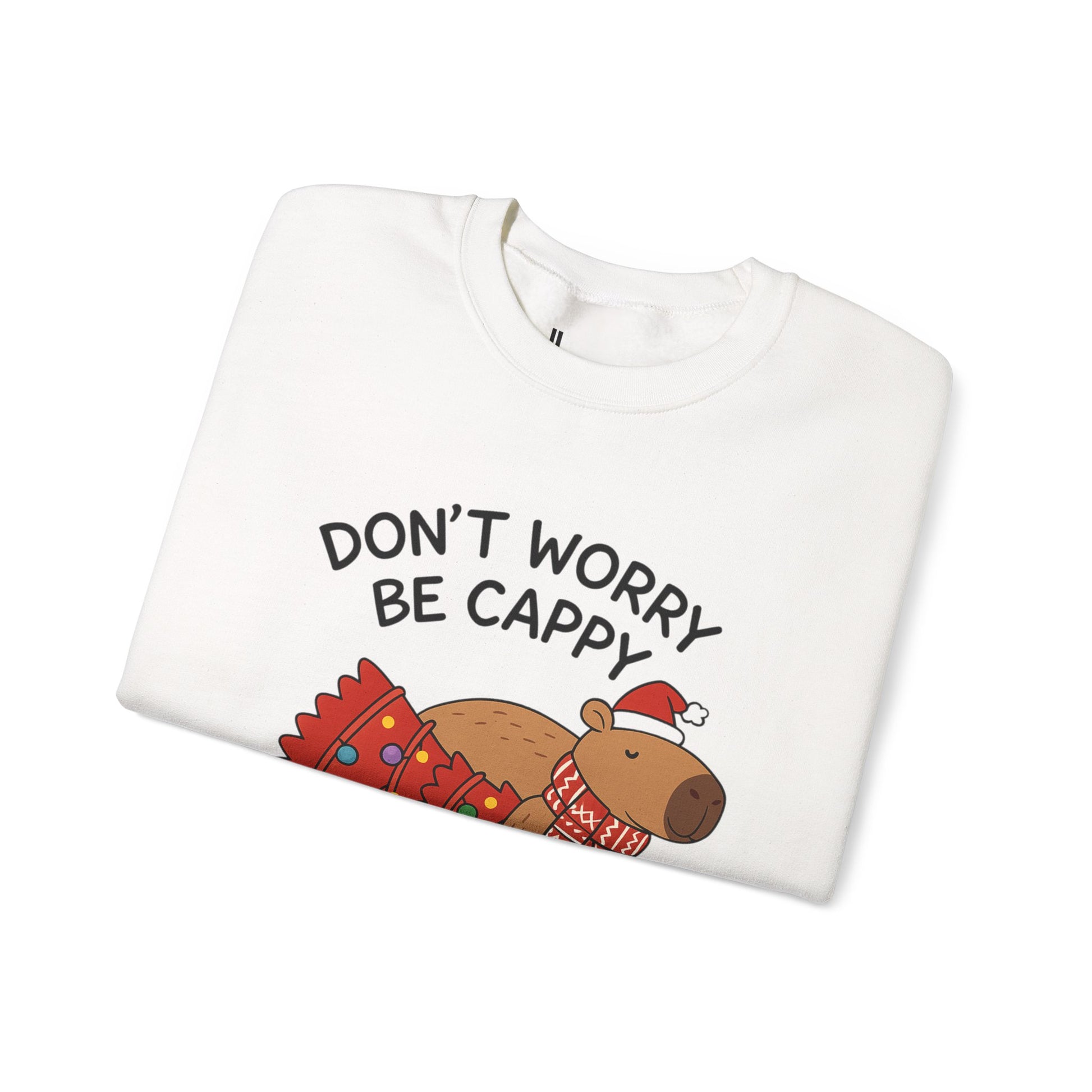 Sweatshirt — "Don't Worry Be Cappy" Holiday Capybara Crewneck