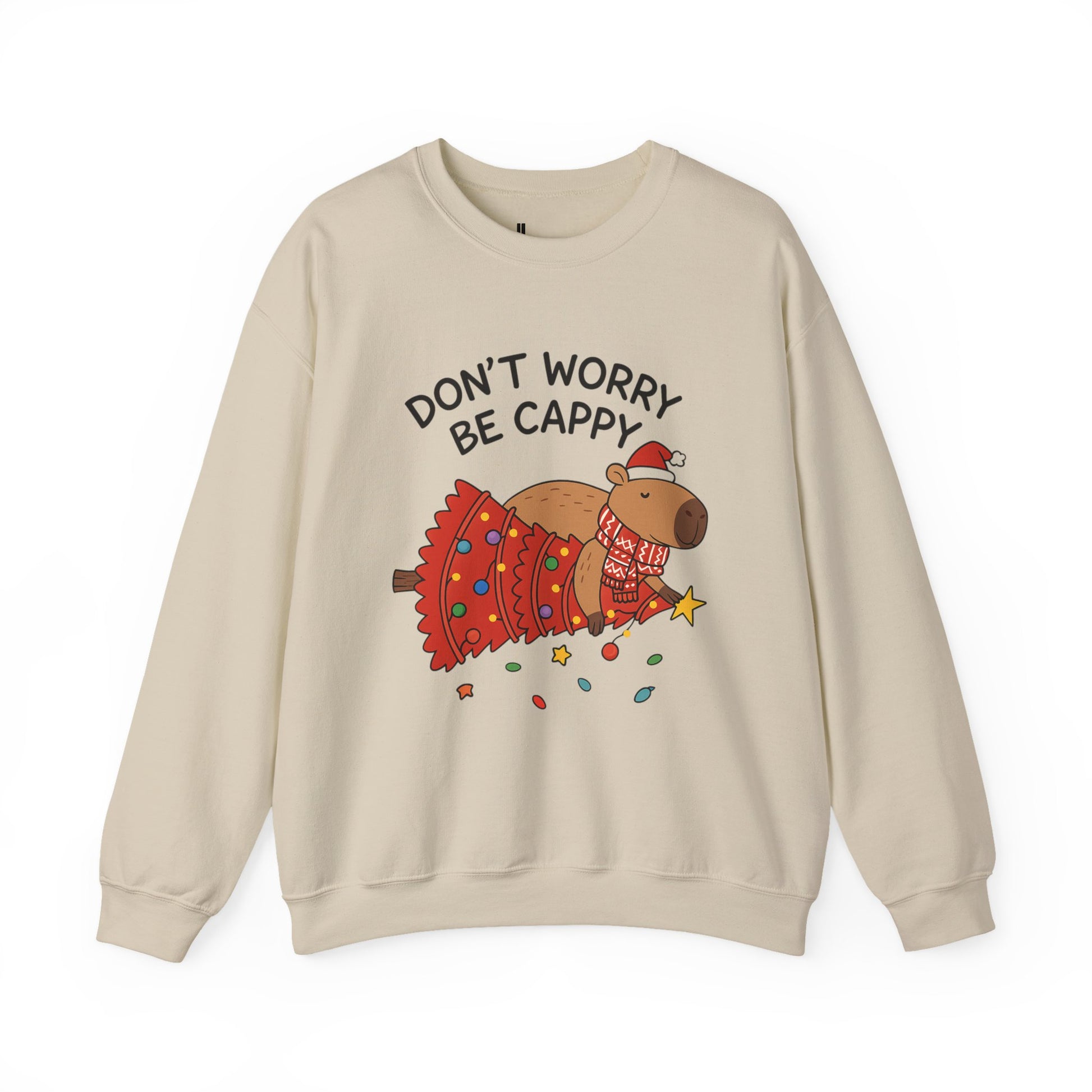 Sweatshirt — "Don't Worry Be Cappy" Holiday Capybara Crewneck