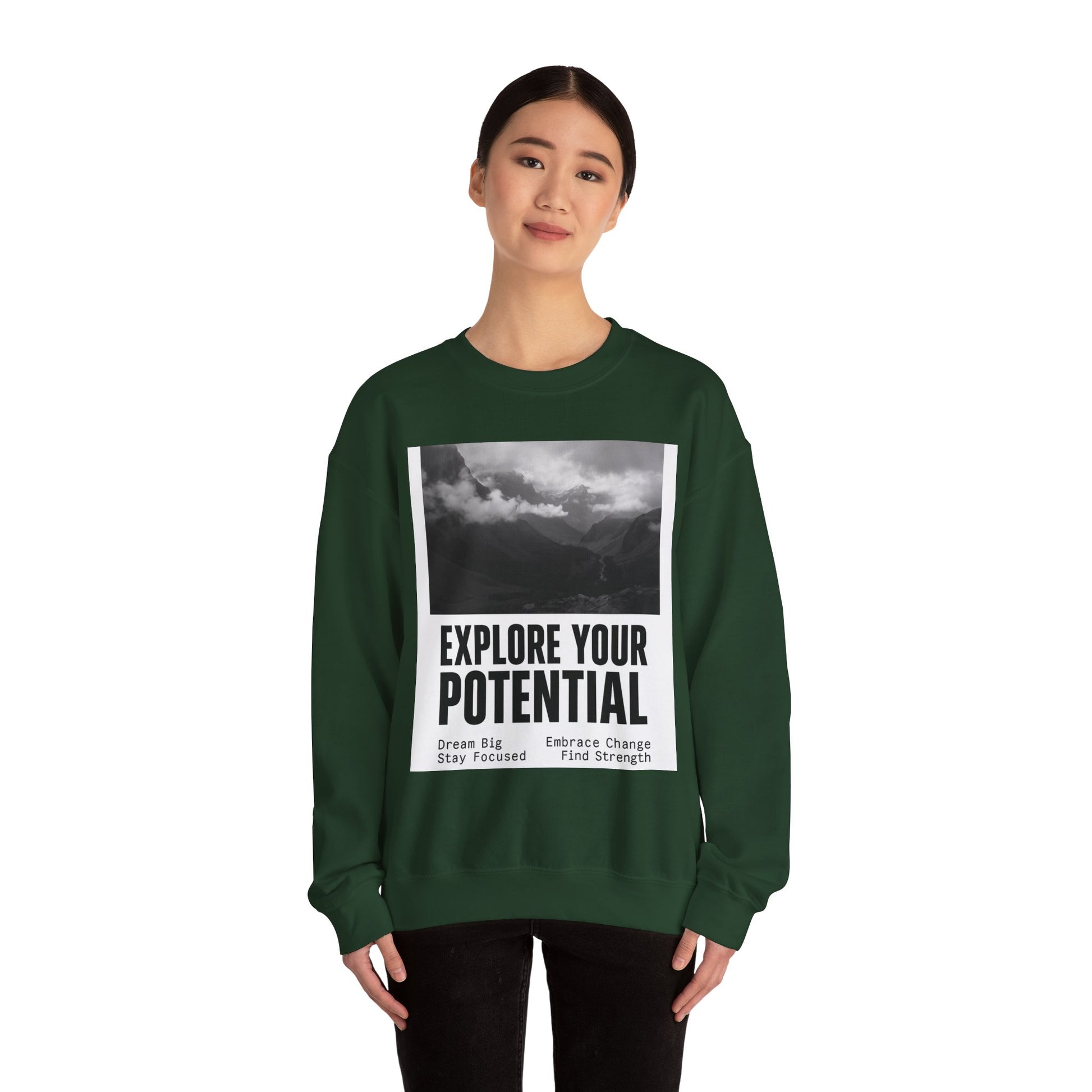Inspirational Crewneck Sweatshirt for Dreamers, Explore Your Potential, Motivational Apparel, Gift for Graduates, Cozy Unisex Sweatshirt