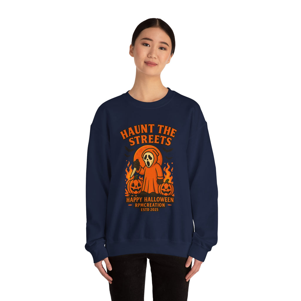 Halloween Crewneck Sweatshirt - Haunt the Streets Design
