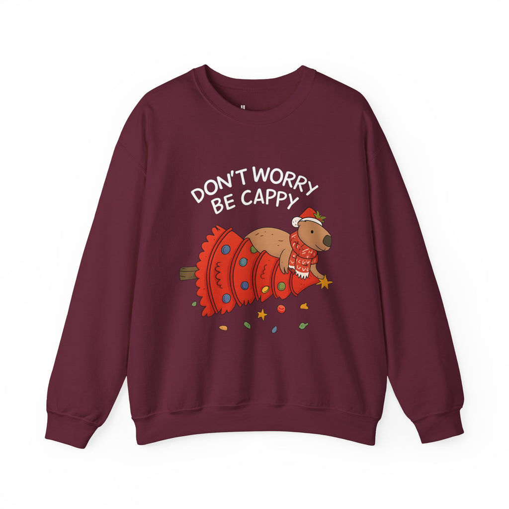 Sweatshirt — 'Don’t Worry, Be Capy' Cute Capybara Holiday Pullover