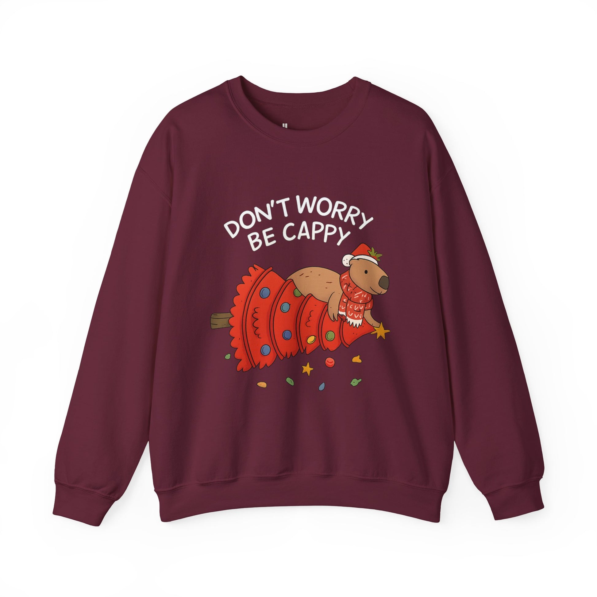 Sweatshirt — 'Don’t Worry, Be Capy' Cute Capybara Holiday Pullover