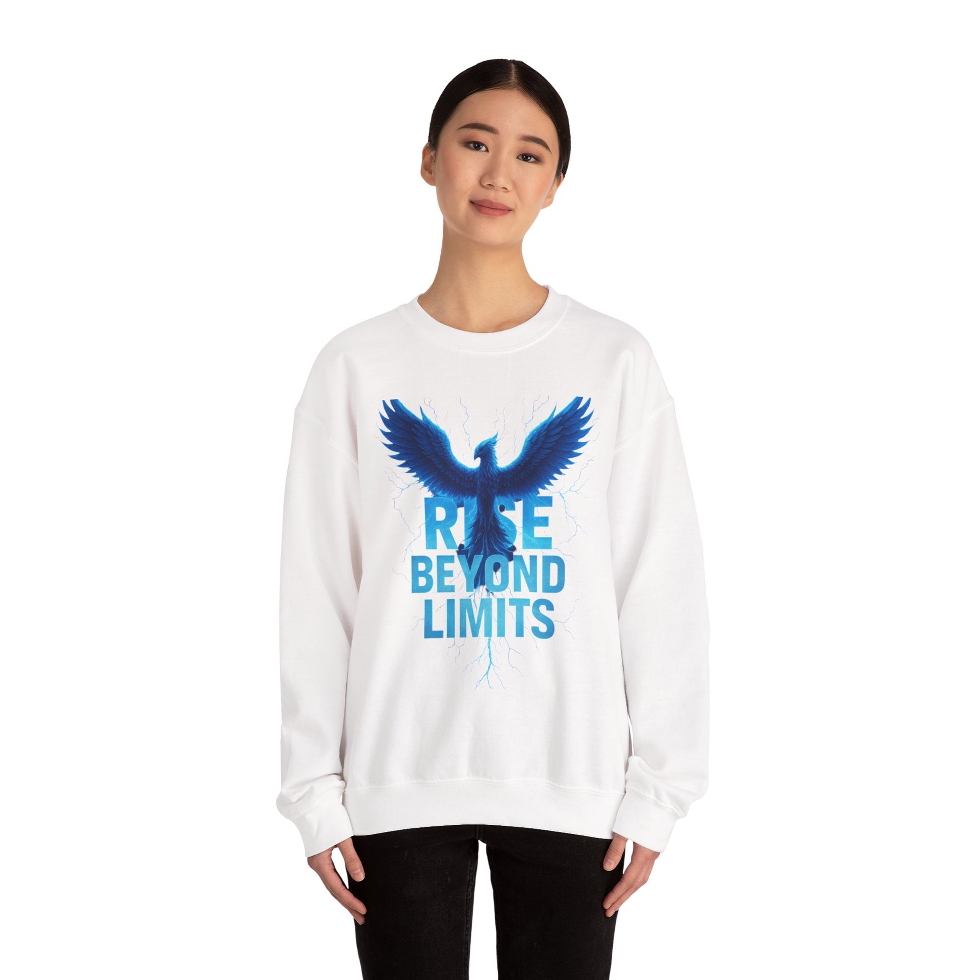 Rise Beyond Limits Crewneck Sweatshirt | Inspirational Apparel | Gift for Motivation, Casual Outfit, October Gifts, Cozy Wear