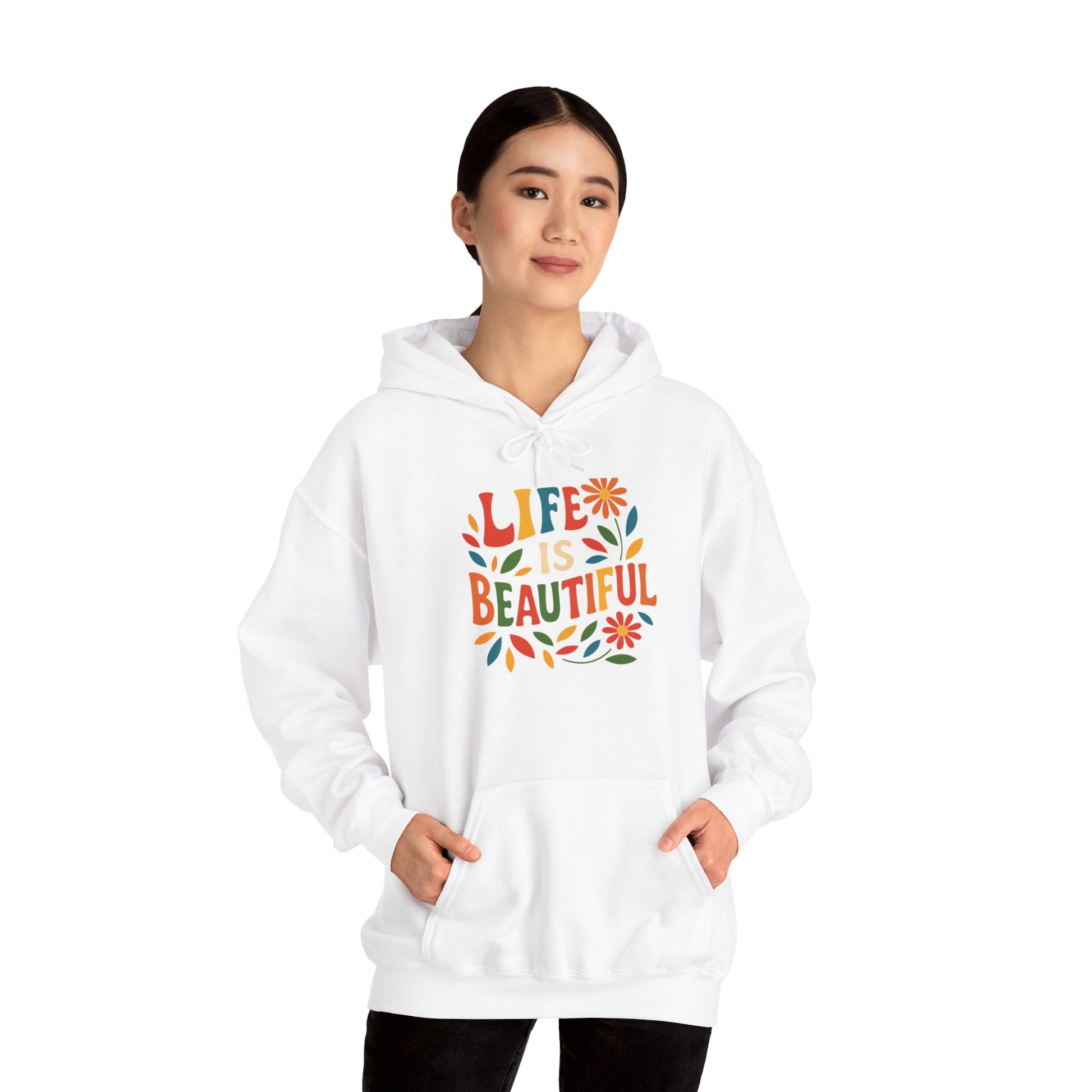 Life is Beautiful Hoodie, Cozy Sweatshirt, Inspirational Gift, Spring Style, Everyday Comfort, Unisex Fashion