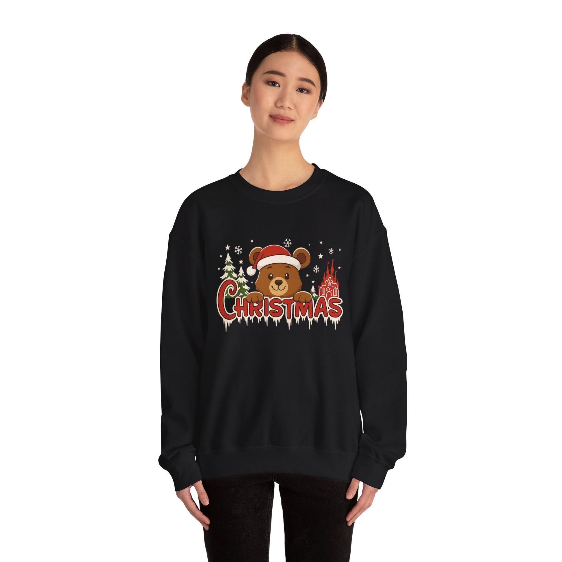 Christmas Bear Crewneck Sweatshirt — Cute Santa Teddy Holiday Sweater