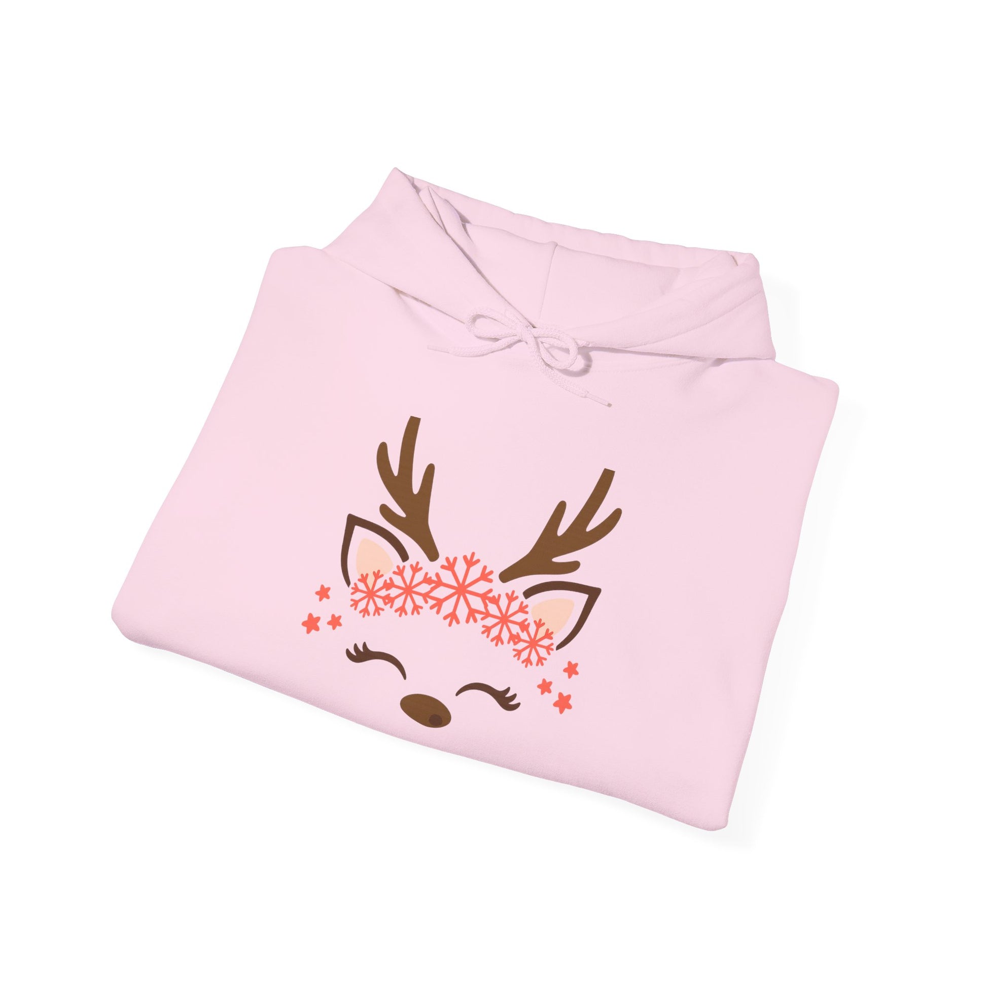 Reindeer Face Floral Hoodie – Cute Christmas Reindeer Sweatshirt