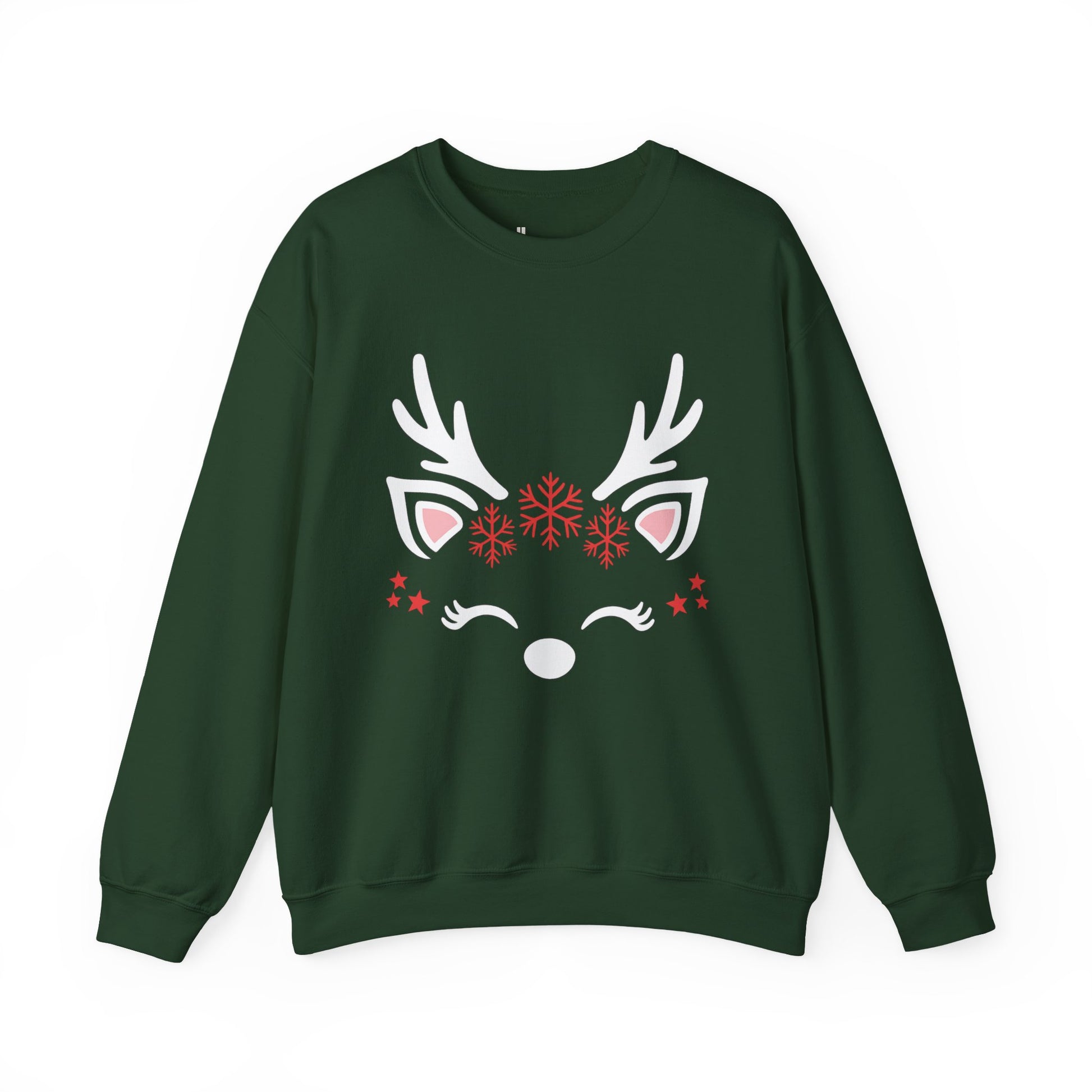 Reindeer Face Holiday Crewneck Sweatshirt