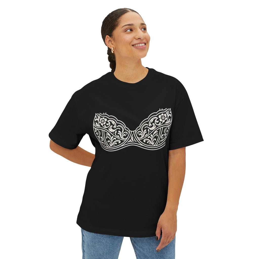 Chic Graphic Tee, female Oversized Boxy Tee with Elegant Bra Design, Trendy Casual Shirt for Everyday Wear, Gift for Her, Comfortable [...]