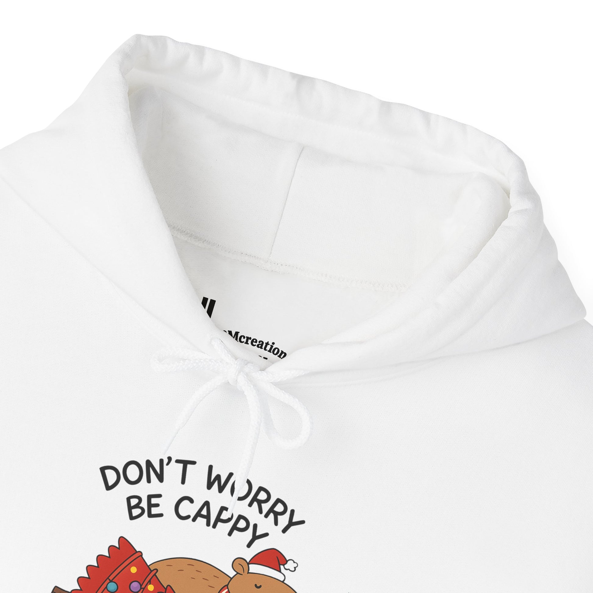 Hoodie — "Don’t Worry, Be Cappy" Cute Capybara Christmas Holiday Hoodie