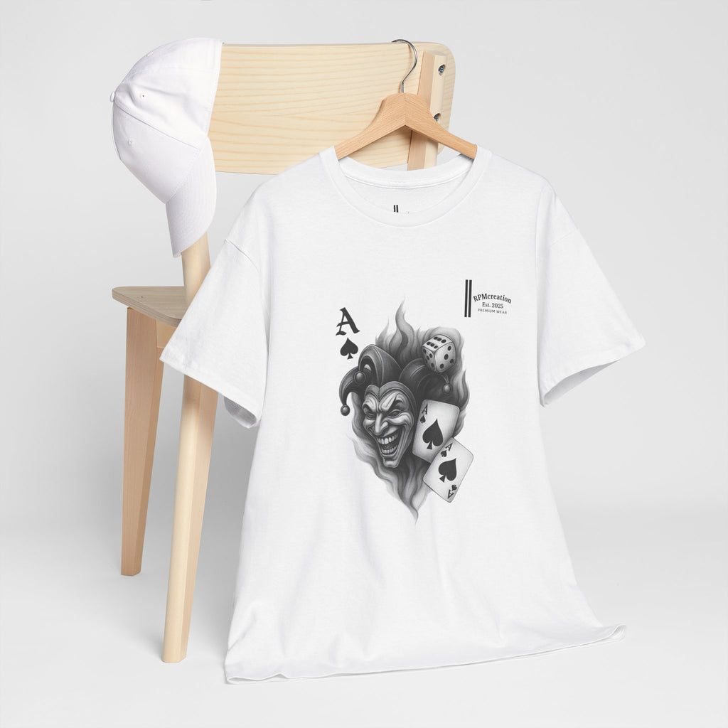 Unisex Heavy Cotton Tee with Joker Design - Perfect for Game Night, Halloween, Casual Wear, Gift for Gamers, Graphic Tee