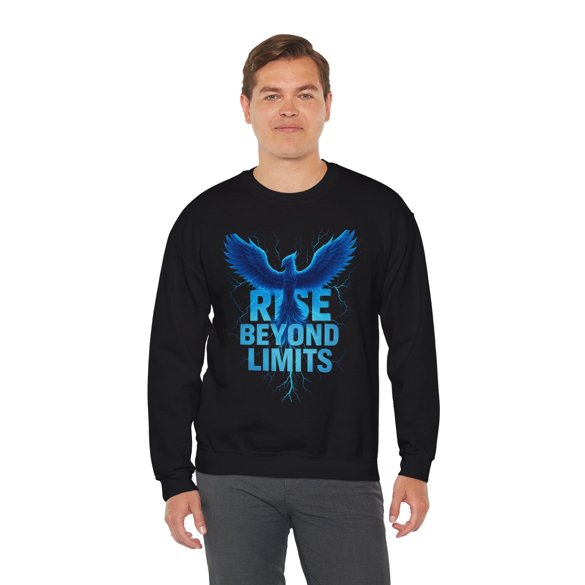 Rise Beyond Limits Crewneck Sweatshirt | Inspirational Apparel | Gift for Motivation, Casual Outfit, October Gifts, Cozy Wear
