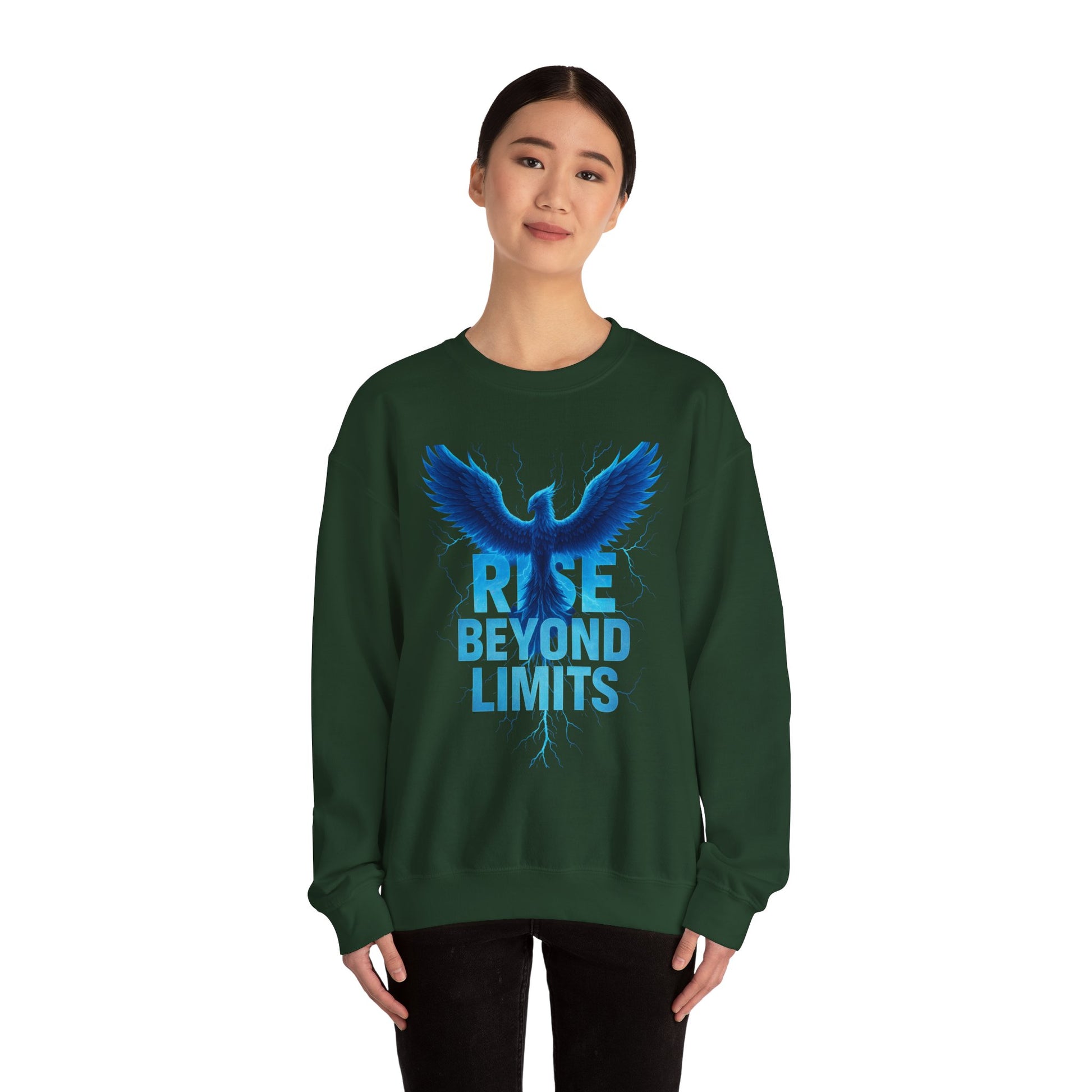 Rise Beyond Limits Crewneck Sweatshirt | Inspirational Apparel | Gift for Motivation, Casual Outfit, October Gifts, Cozy Wear