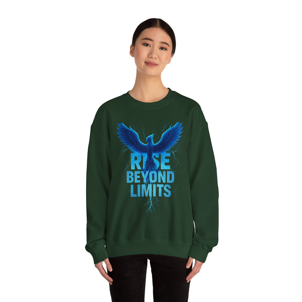 Rise Beyond Limits Crewneck Sweatshirt | Inspirational Apparel | Gift for Motivation, Casual Outfit, October Gifts, Cozy Wear