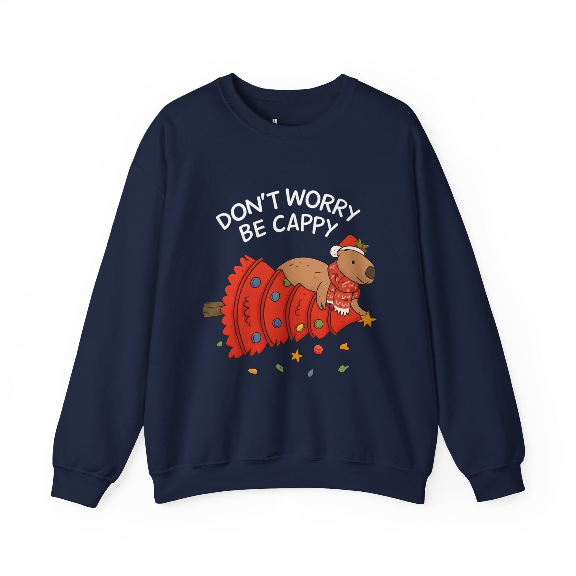 Sweatshirt — 'Don’t Worry, Be Capy' Cute Capybara Holiday Pullover