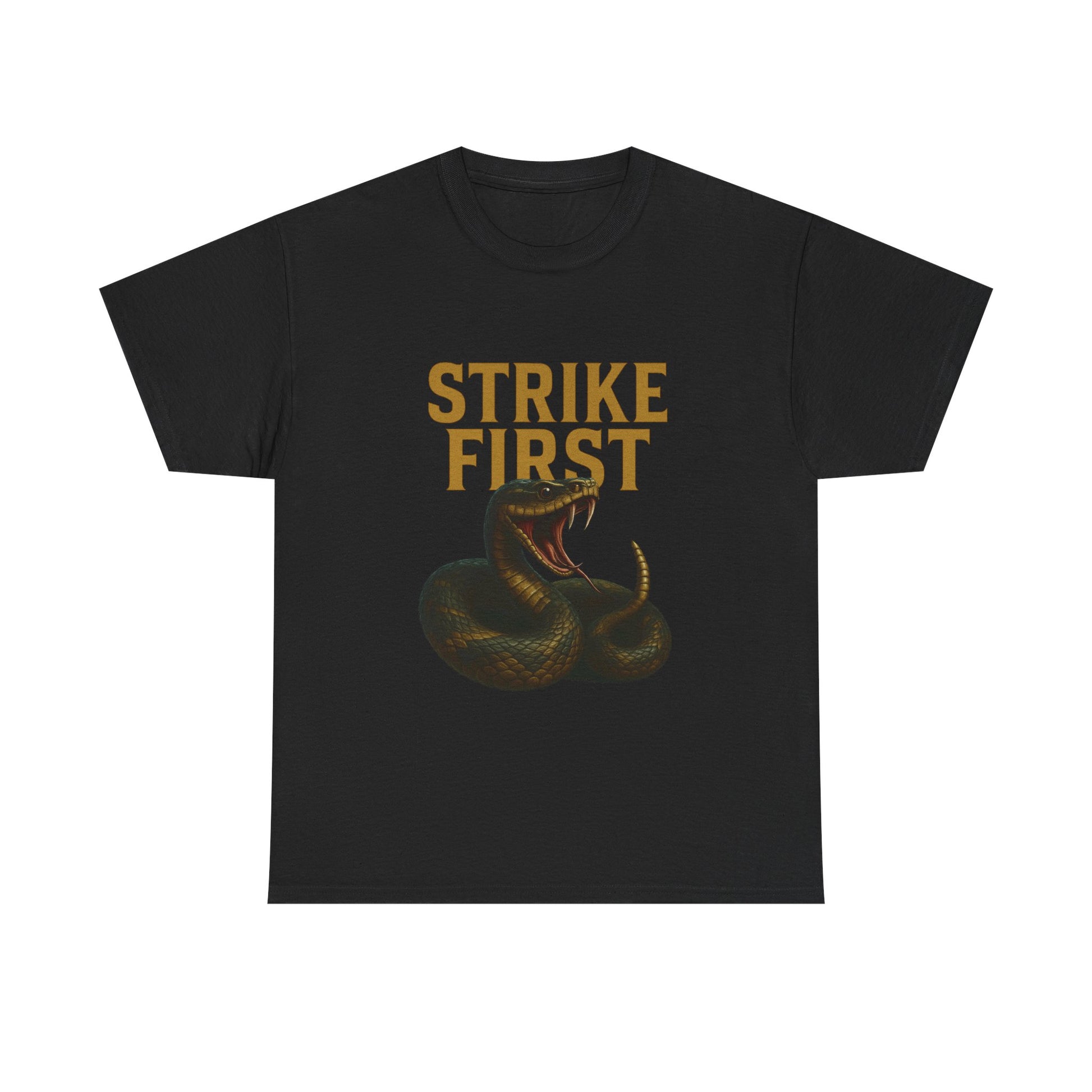 Strike First Unisex Heavy Cotton Tee | Casual Streetwear, Gift for Rebels, Everyday Wear, Statement T-Shirt, Perfect for Theme Parties
