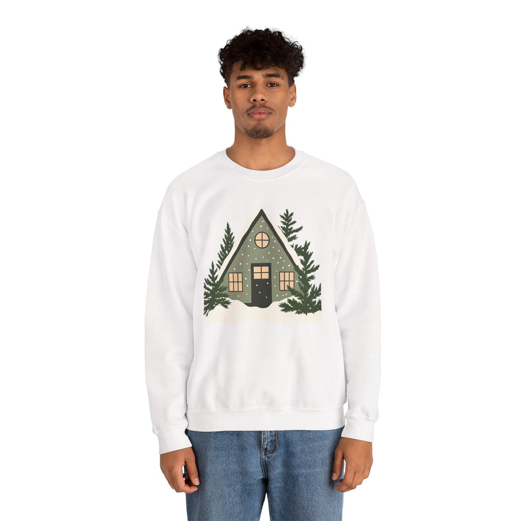 Cozy A-Frame Cabin Sweatshirt — Winter Cottage Crewneck