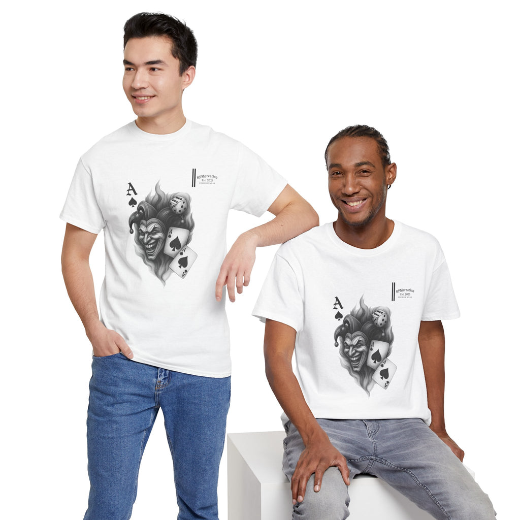 Unisex Heavy Cotton Tee with Joker Design - Perfect for Game Night, Halloween, Casual Wear, Gift for Gamers, Graphic Tee