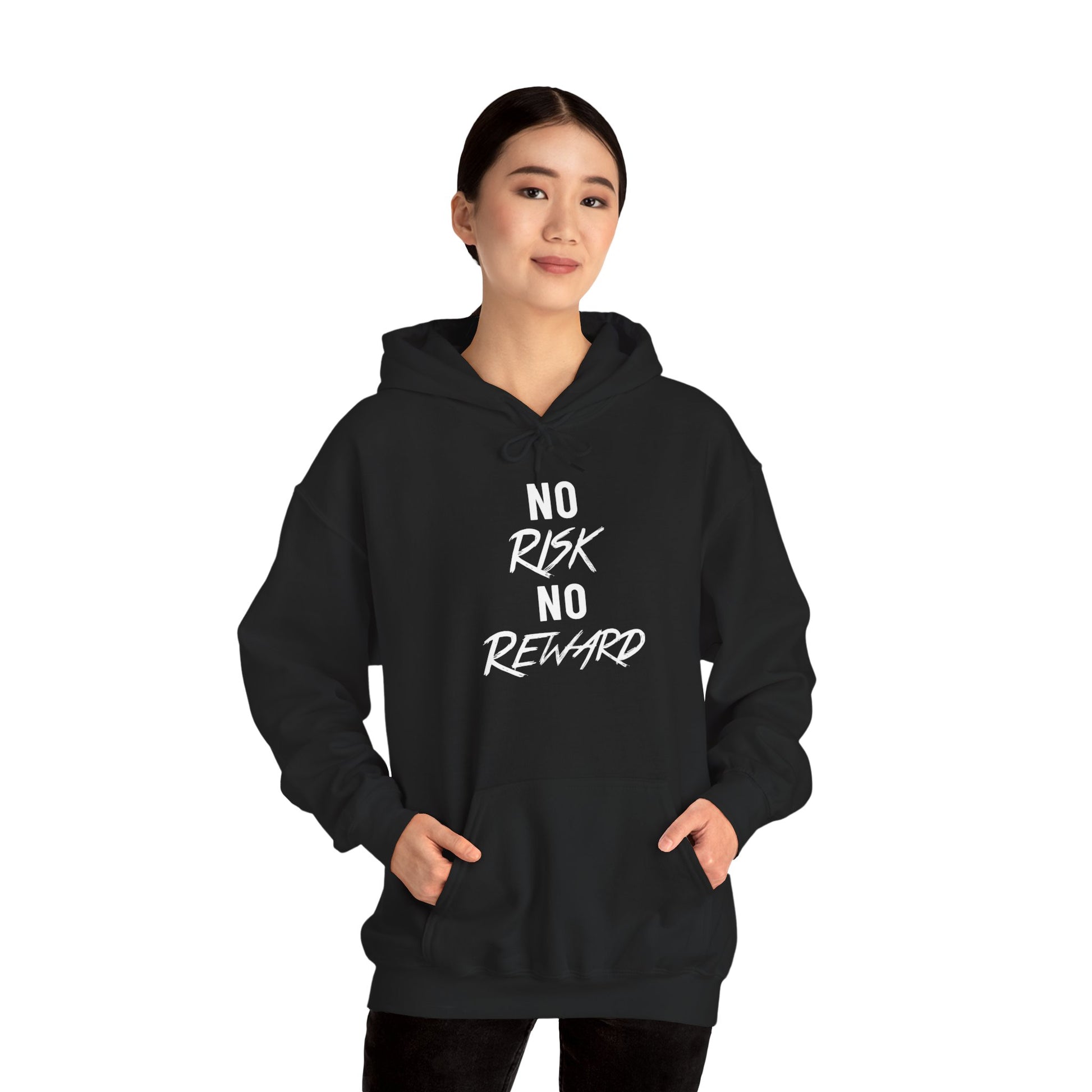 No Risk No Reward Hoodie — Motivational Black Pullover for Hustle & Gym